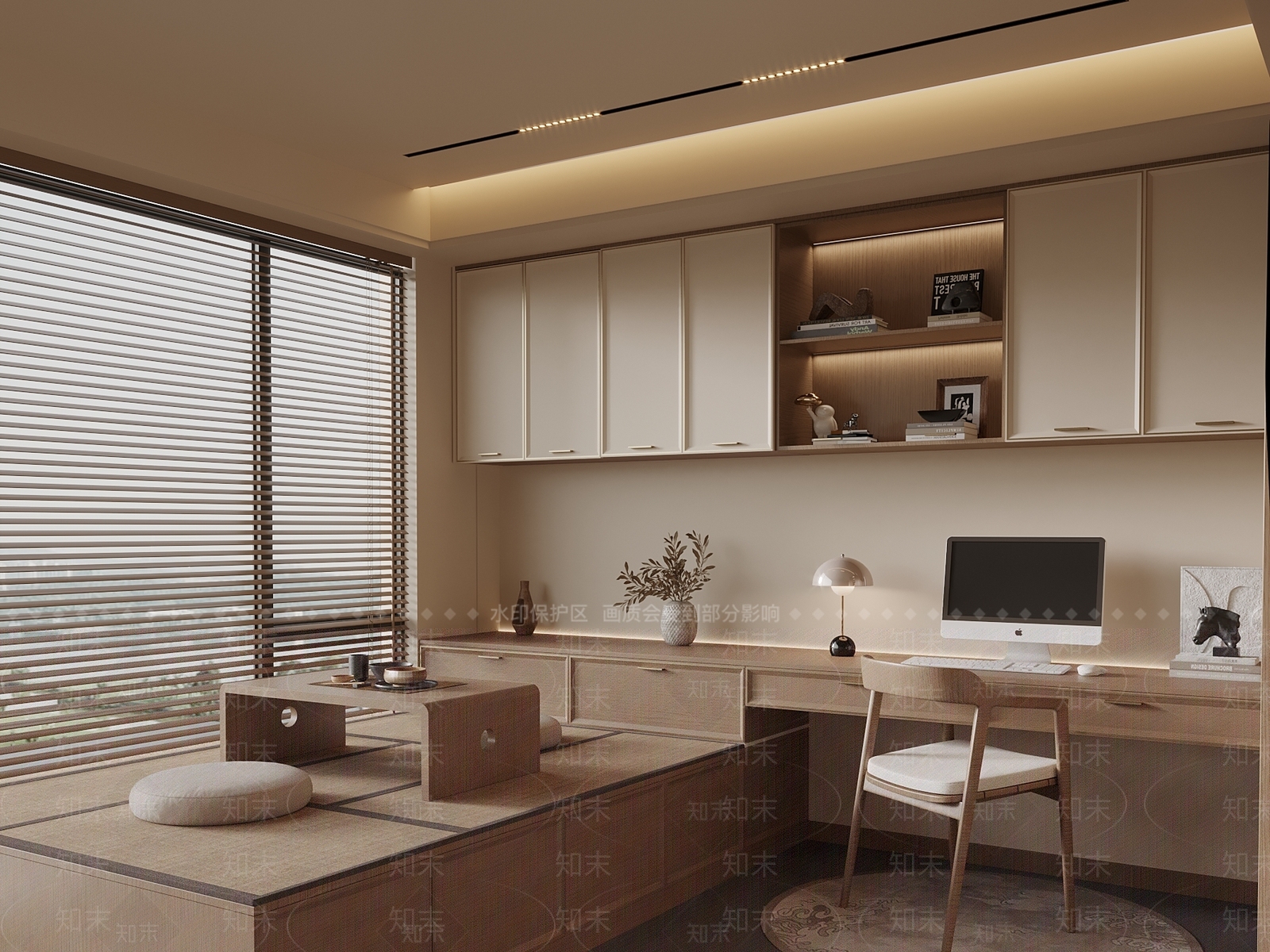 新中式榻榻米卧室3D模型下载【ID:1196493135】