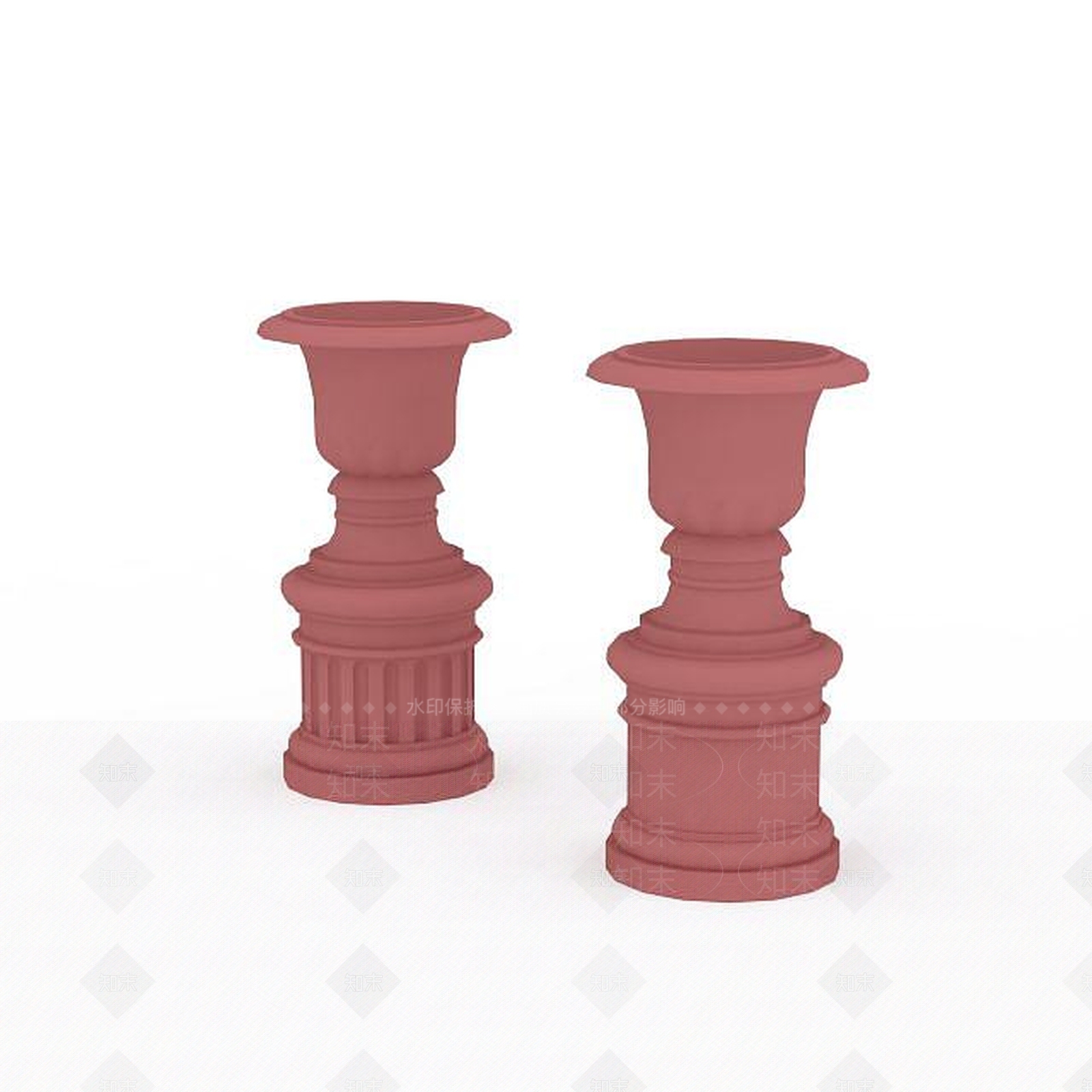 现代红色花钵3D模型下载【ID:1196495063】