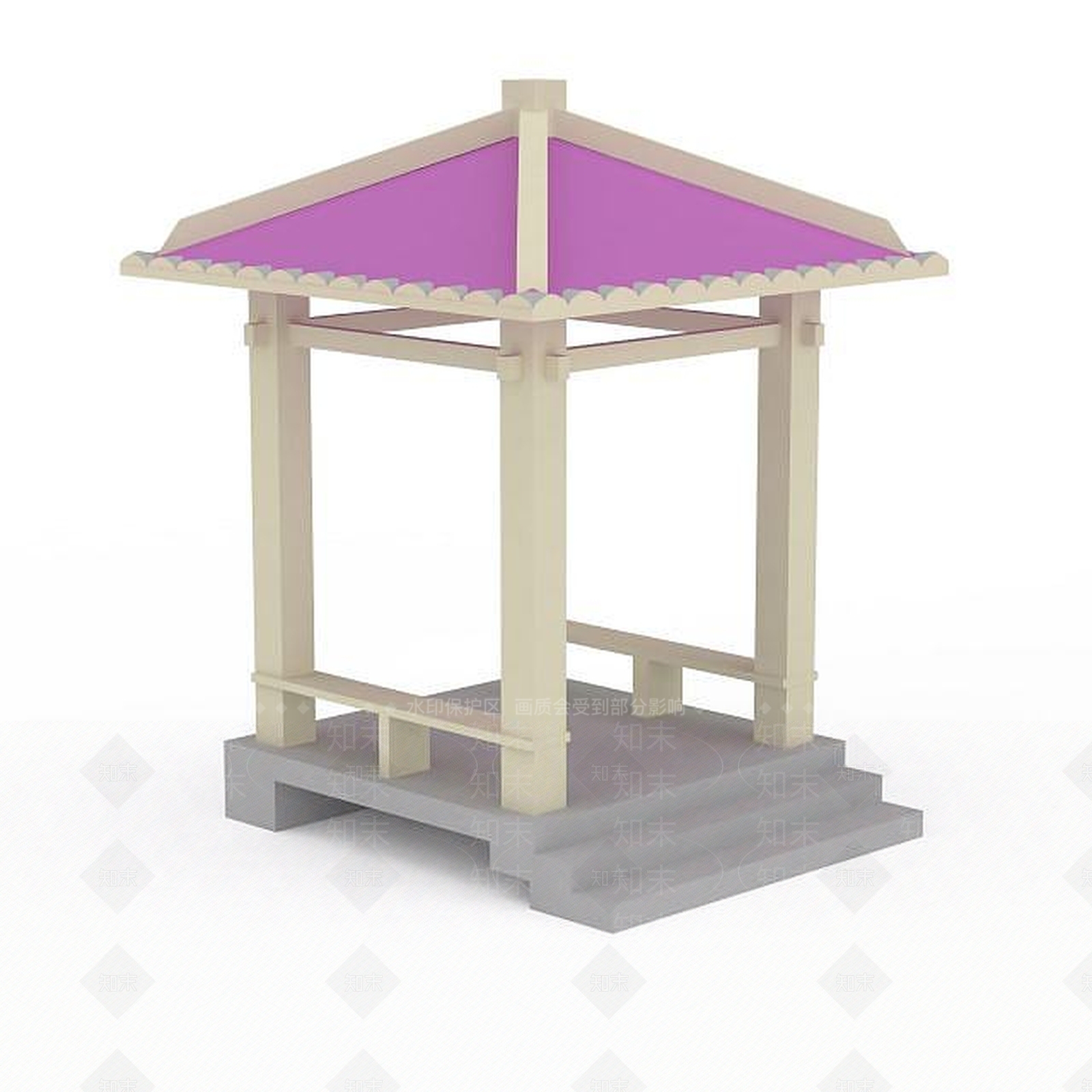 中式凉亭3D模型下载【ID:1196497129】