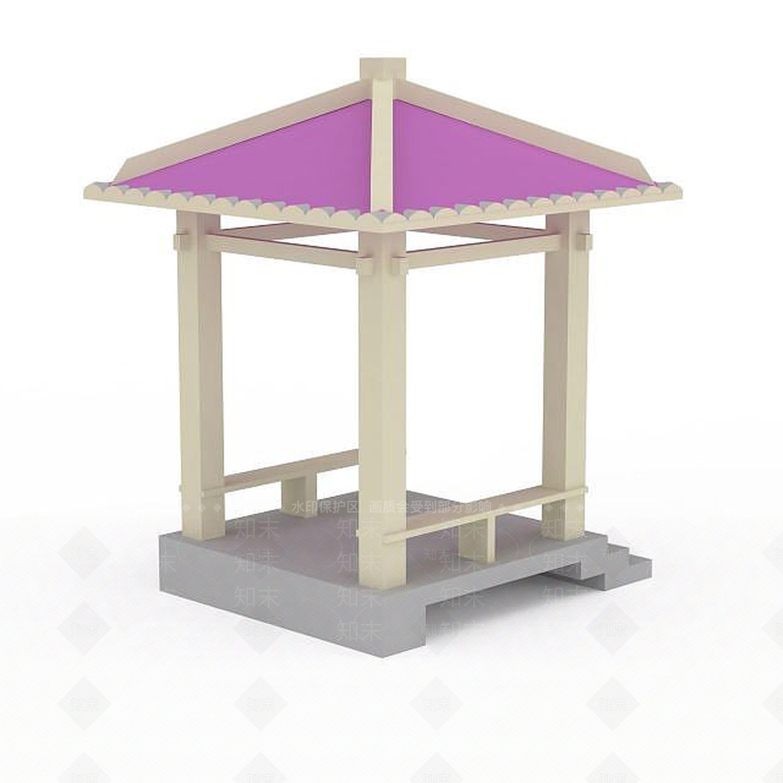 中式凉亭3D模型下载【ID:1196497129】