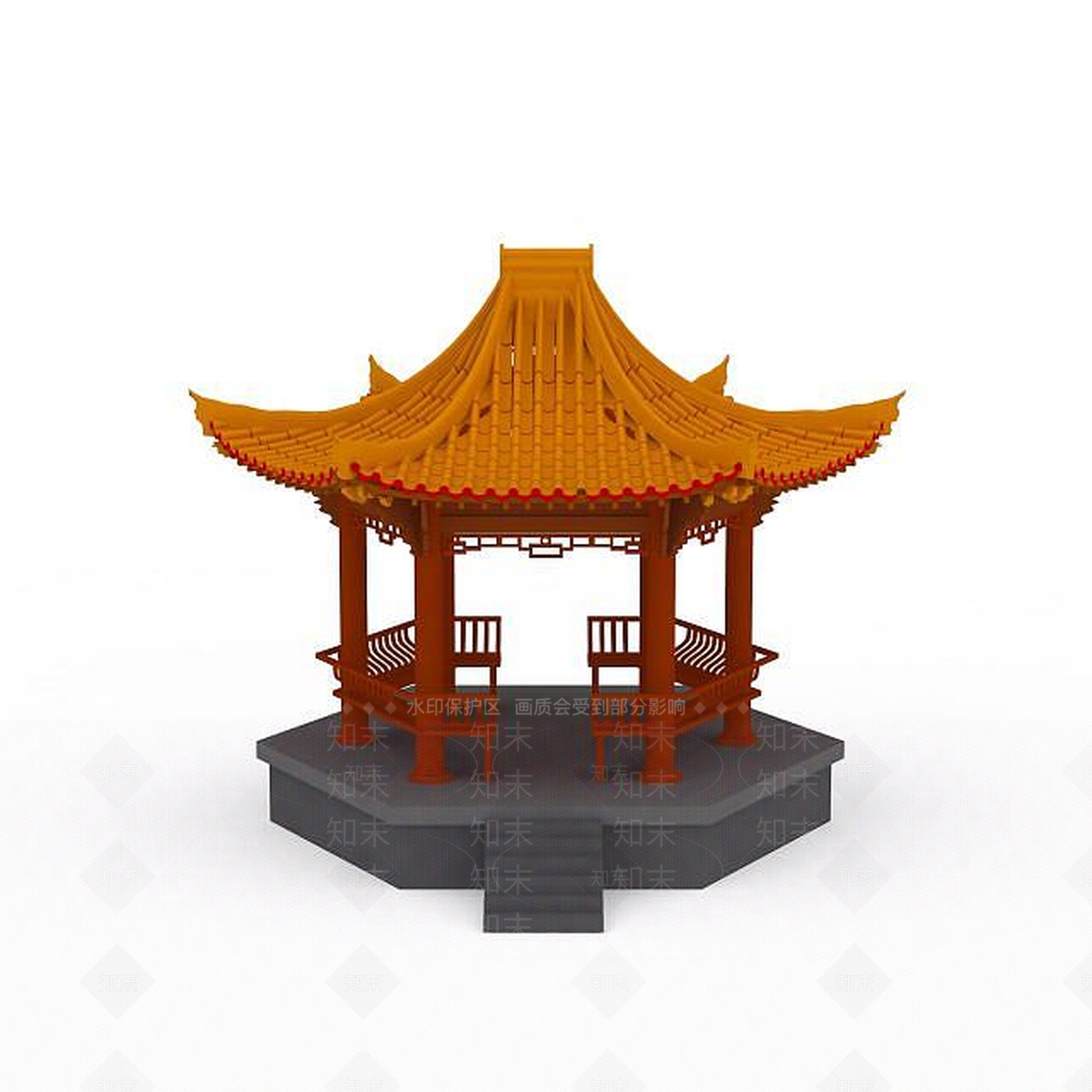 中式凉亭3D模型下载【ID:1196499847】