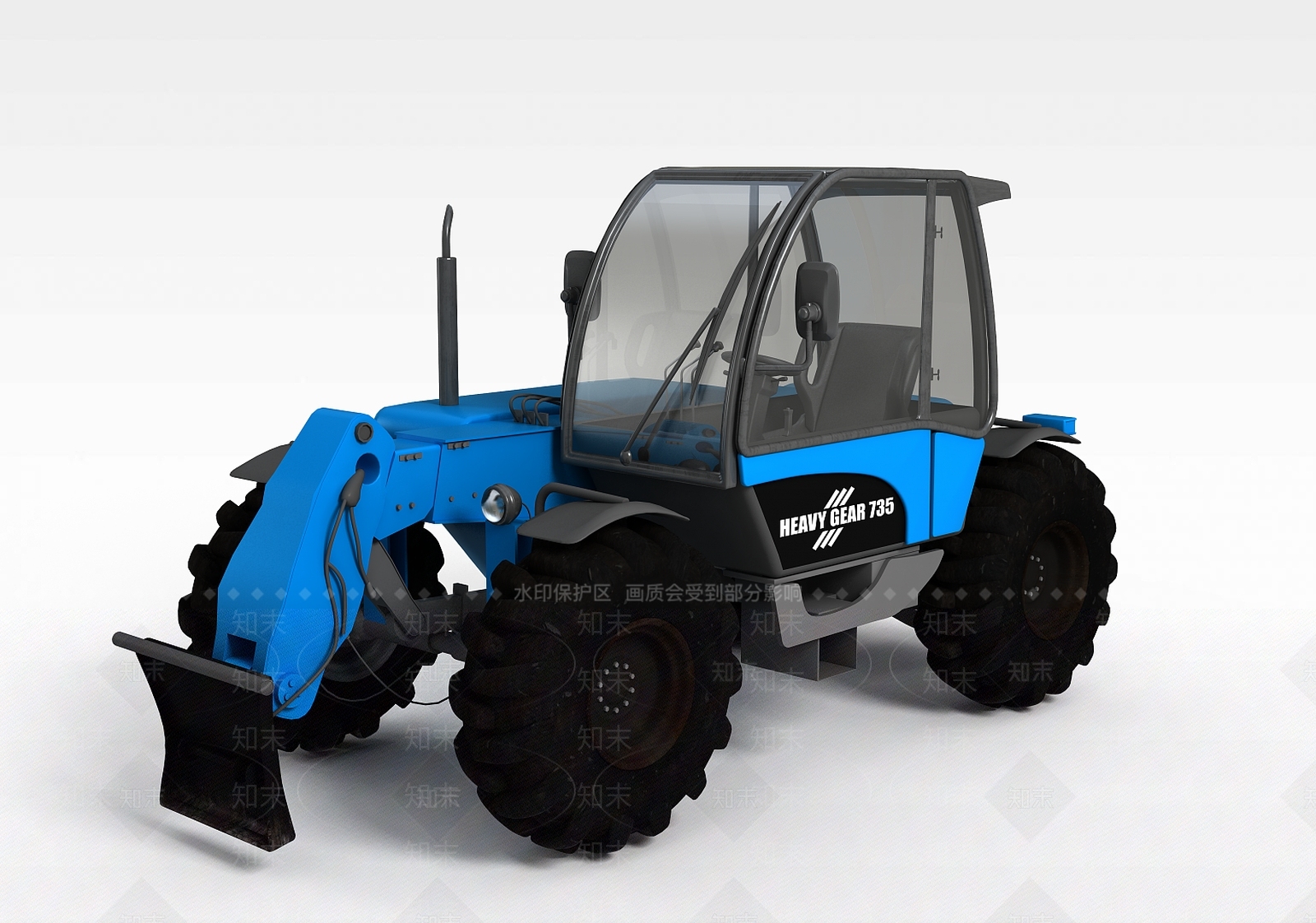 现代蓝色挖掘机3D模型下载【ID:1196500717】