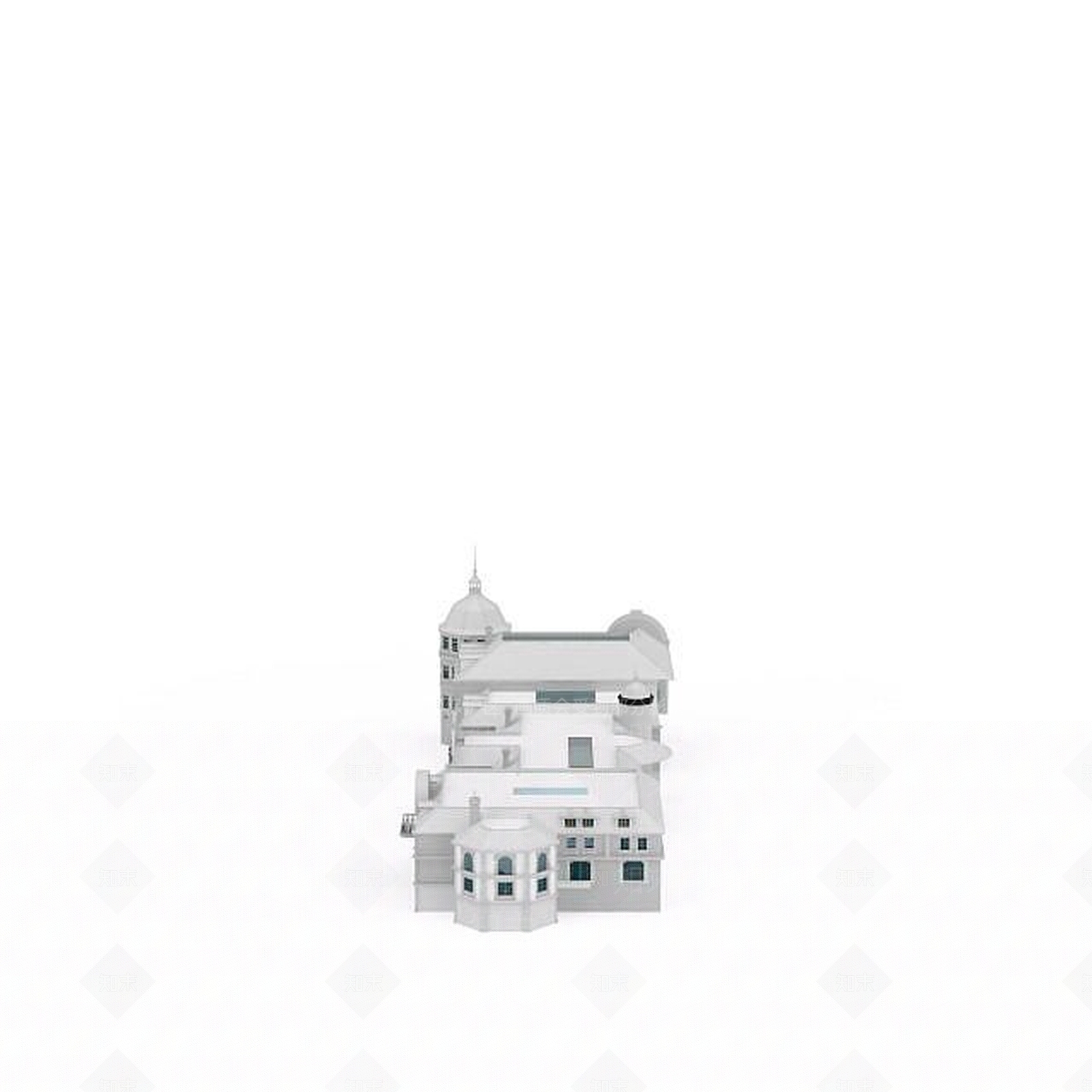 现代白色建筑3D模型下载【ID:1196500859】