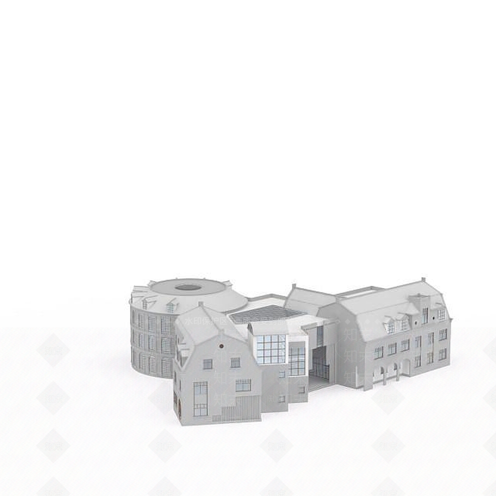 欧式古典欧式办公楼3D模型下载【ID:1196501043】