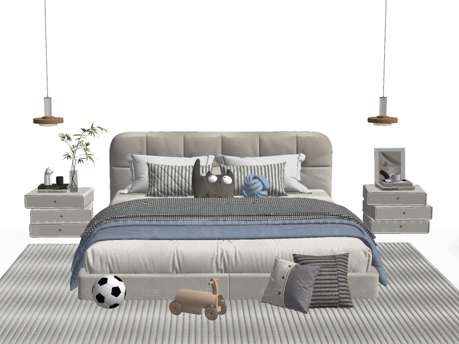 现代儿童床SU模型下载【ID:1196501356】