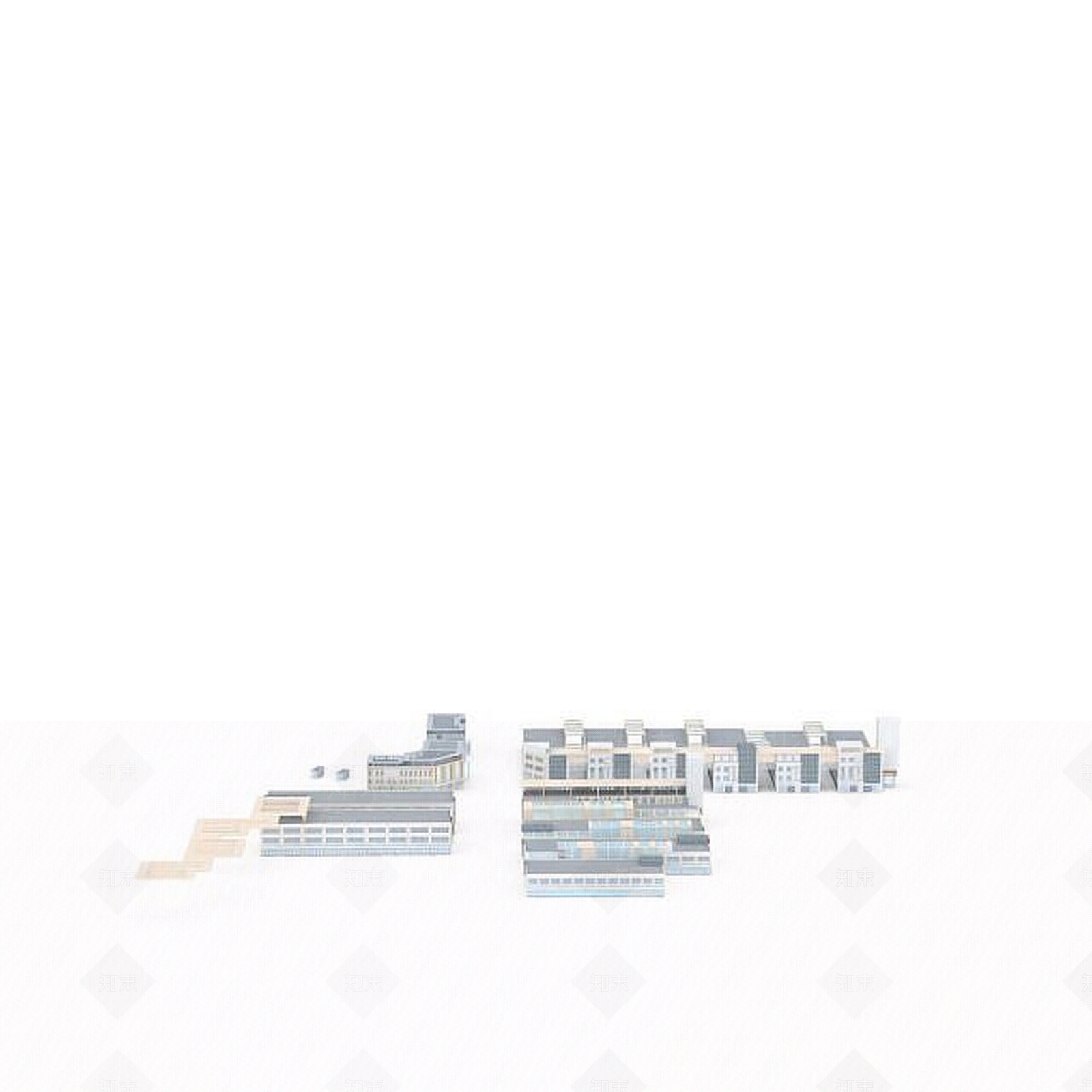 现代白色建筑群3D模型下载【ID:1196503209】