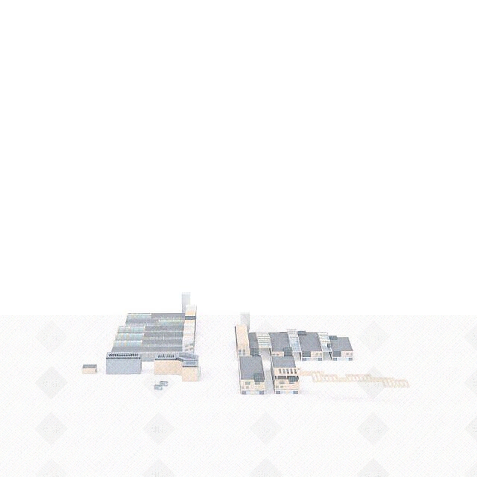 现代白色建筑群3D模型下载【ID:1196503209】