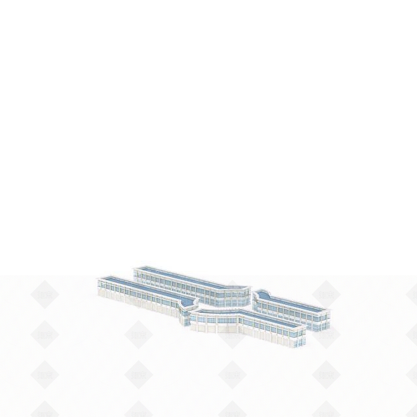 现代蓝白建筑群3D模型下载【ID:1196503533】