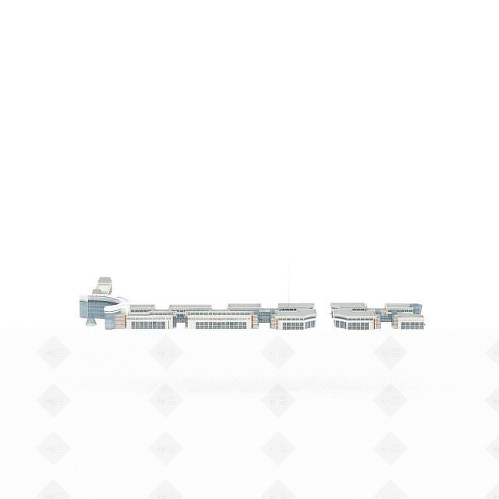现代白色建筑群3D模型下载【ID:1196503548】
