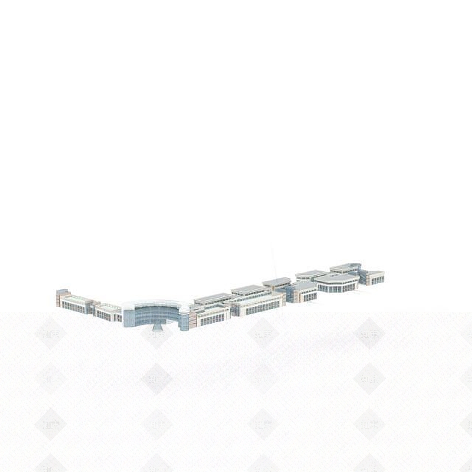 现代白色建筑群3D模型下载【ID:1196503548】