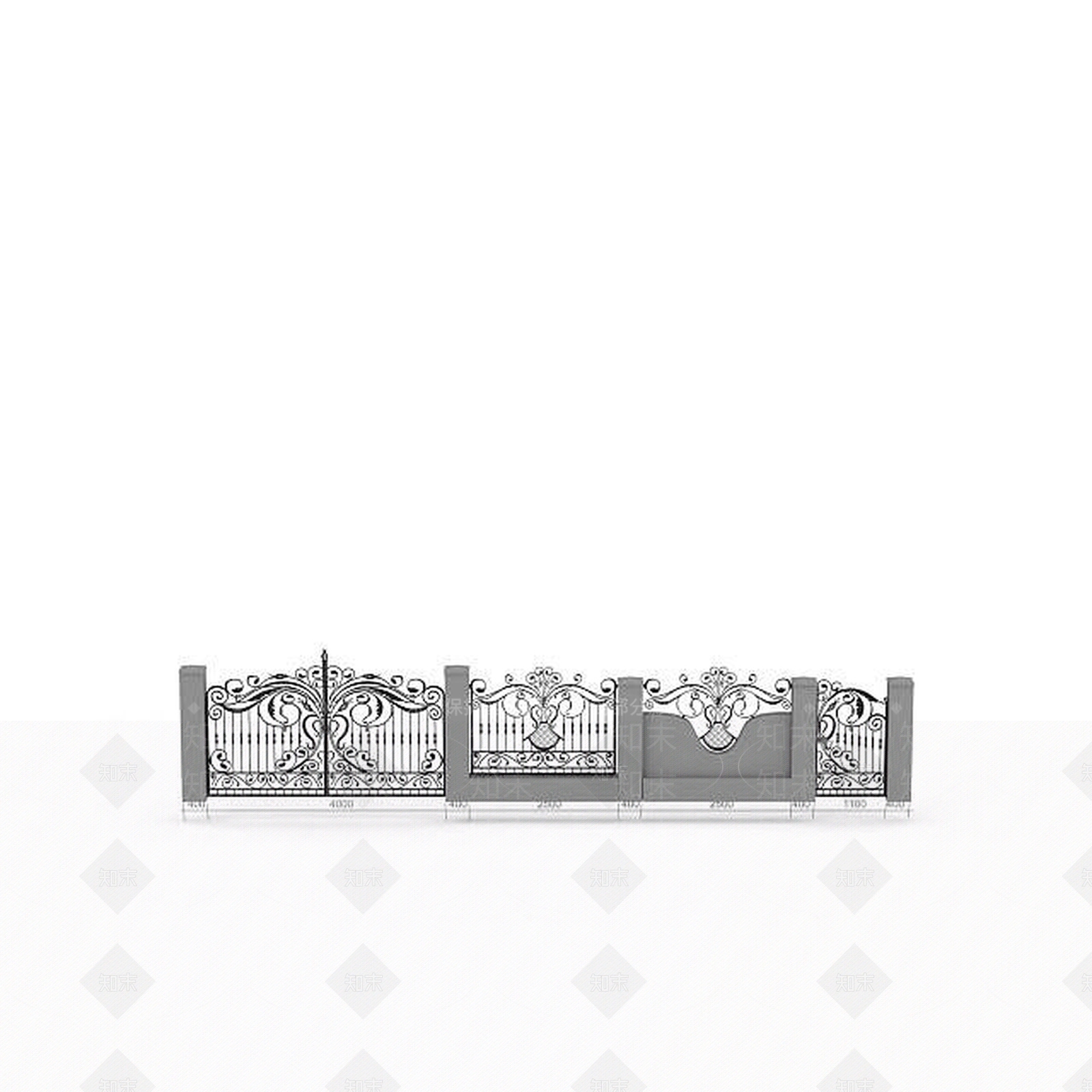 现代铁艺大门3D模型下载【ID:1196504509】