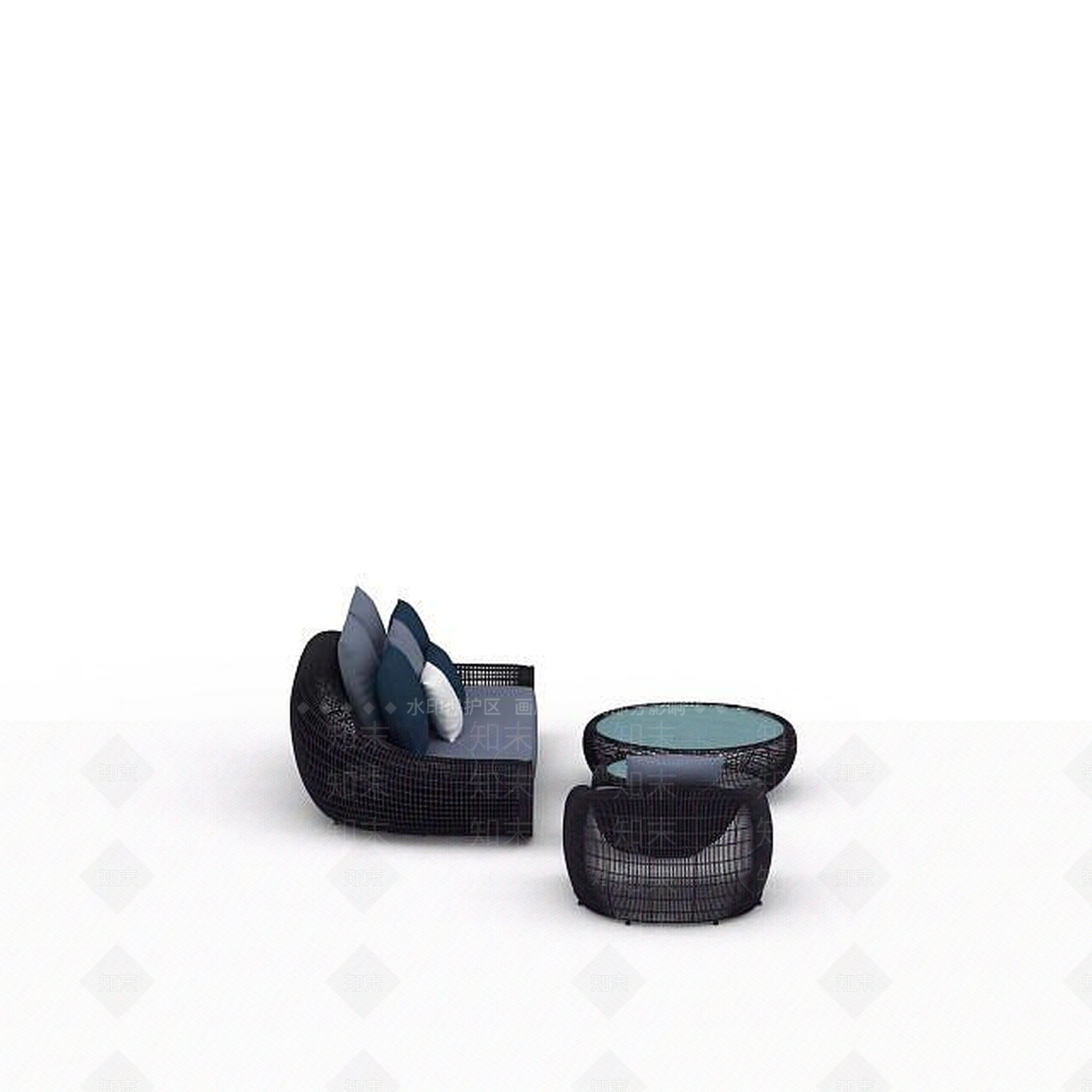 现代藤编休闲沙发3D模型下载【ID:1196504975】