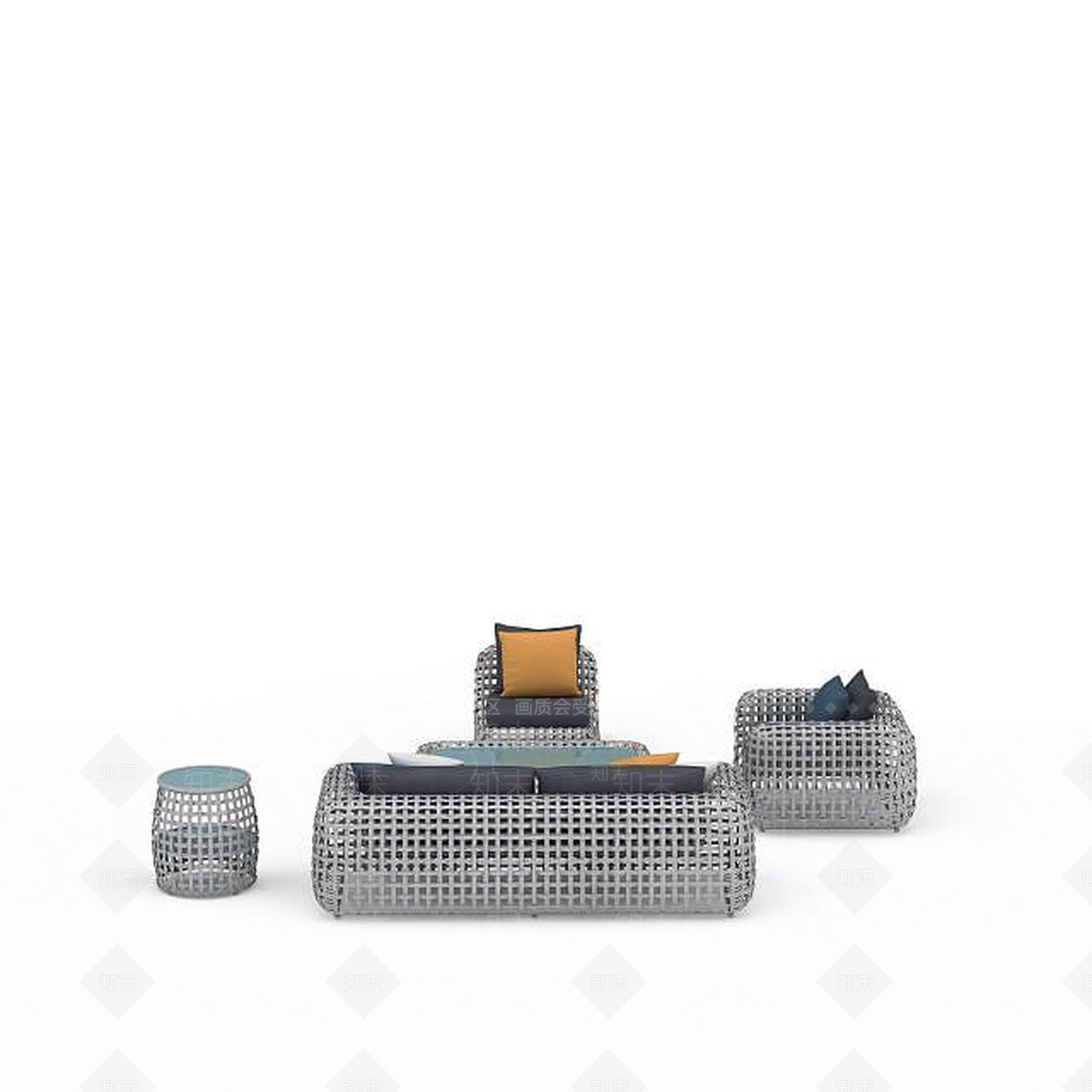 现代藤编休闲沙发3D模型下载【ID:1196504958】