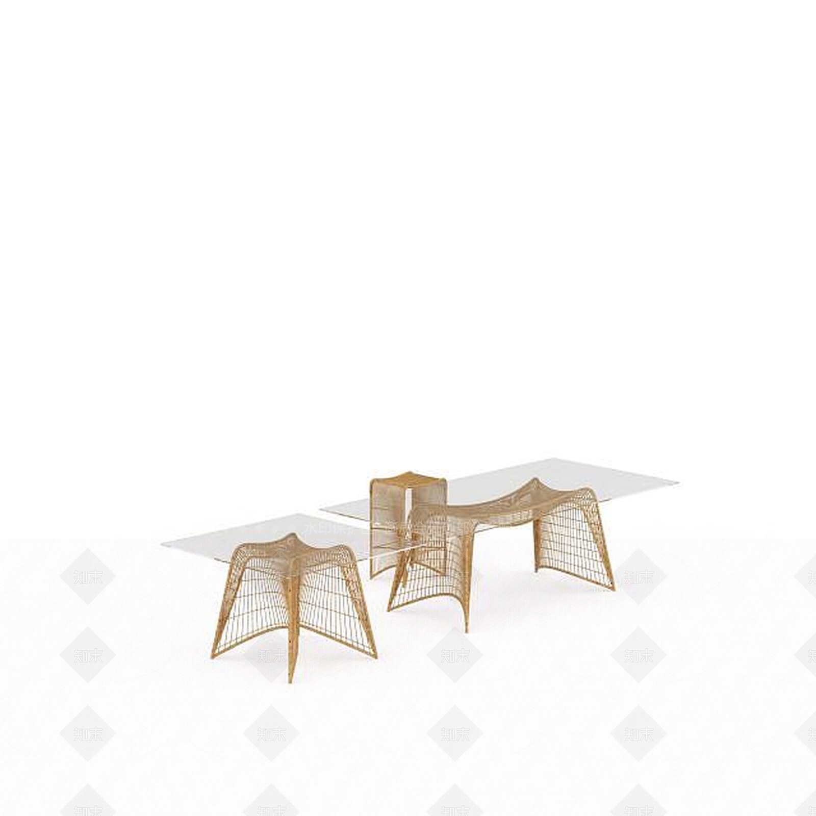 现代藤编桌子3D模型下载【ID:1196505195】