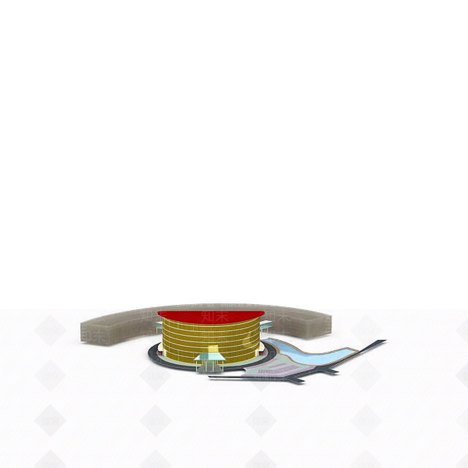 现代黄色体育馆3D模型下载【ID:1196505377】