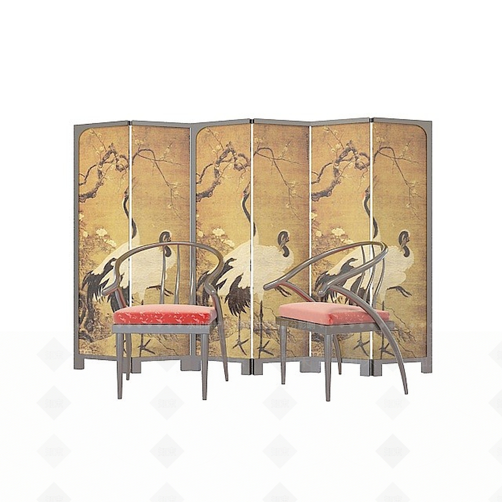 中式屏风座椅组合3D模型下载【ID:1196506658】