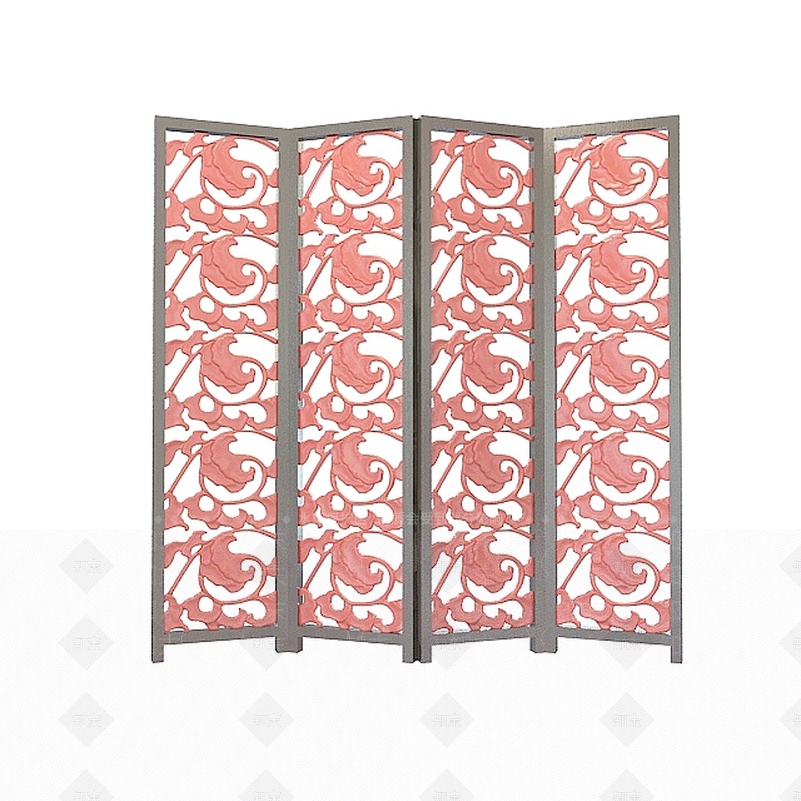 现代红色雕花屏风3D模型下载【ID:1196506863】