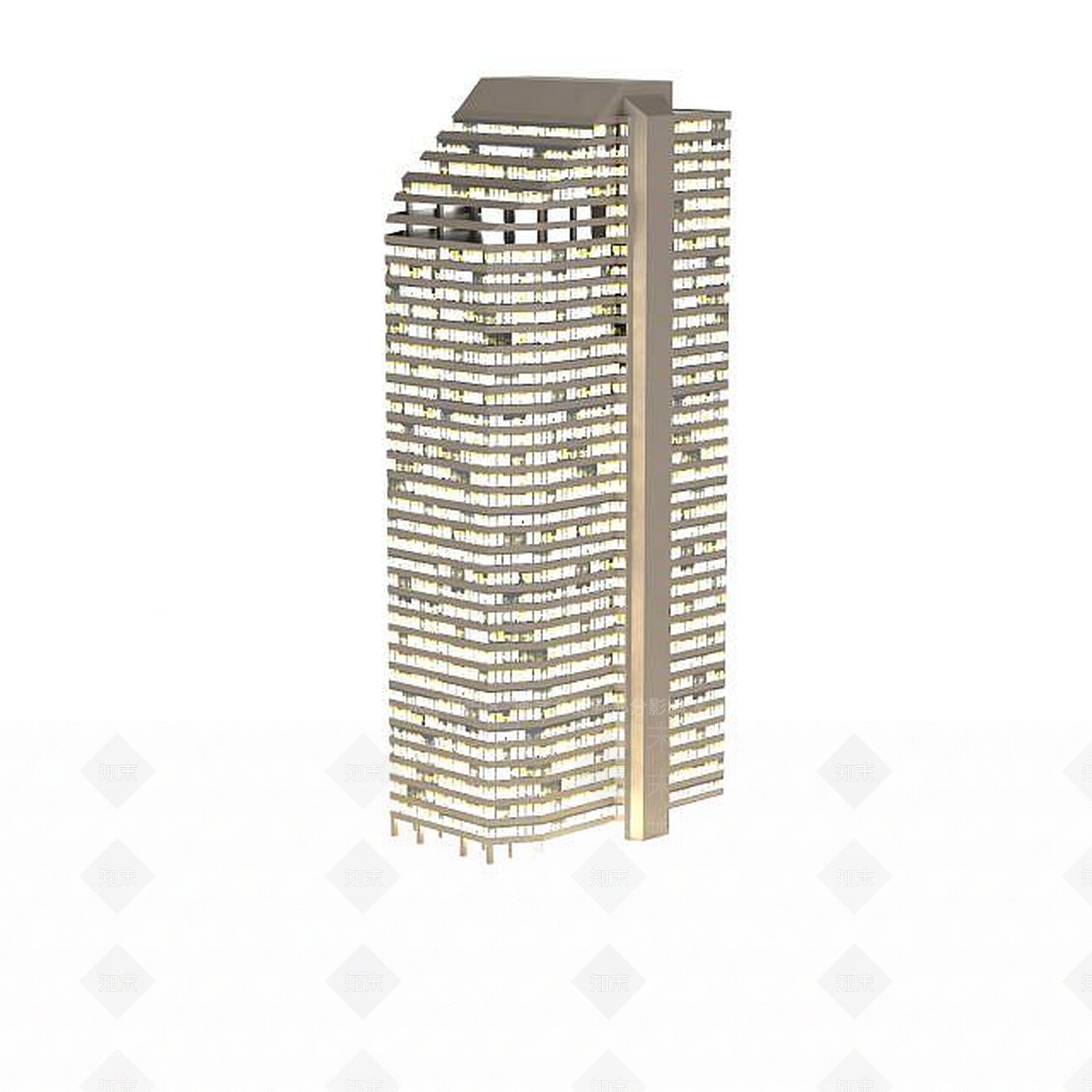 现代夜景楼外观3D模型下载【ID:1196507549】