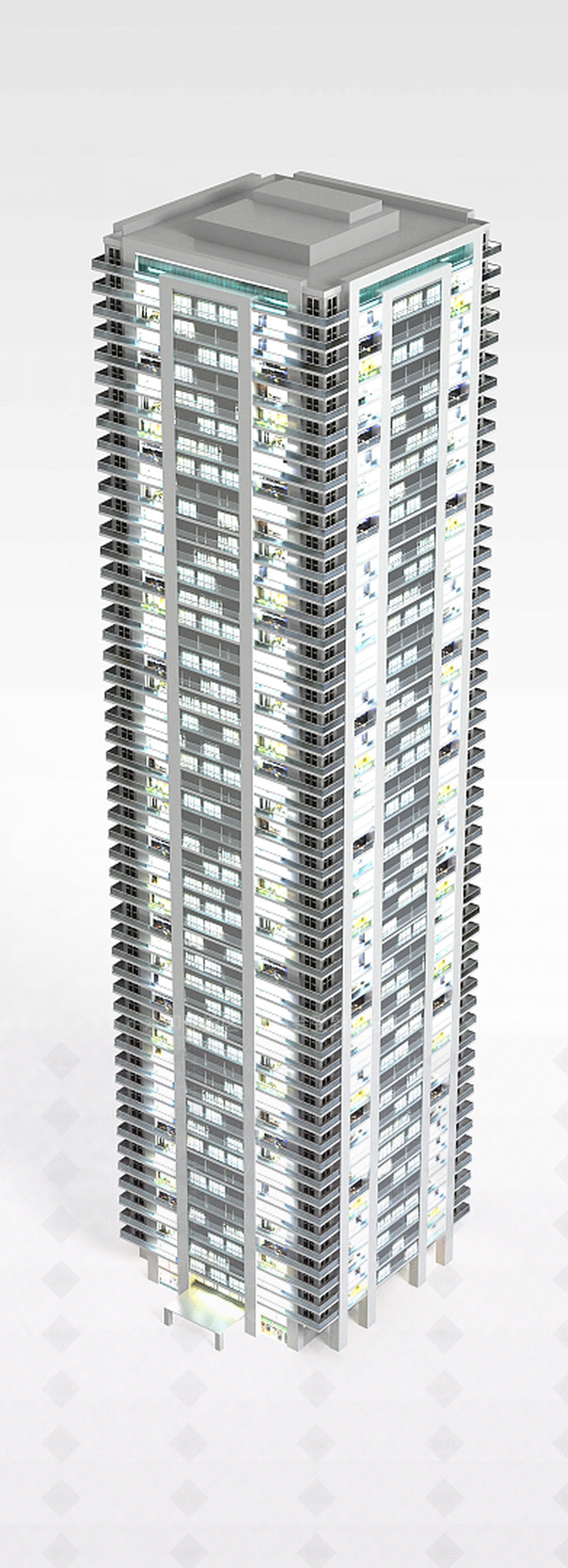 现代夜景楼外观3D模型下载【ID:1196508578】