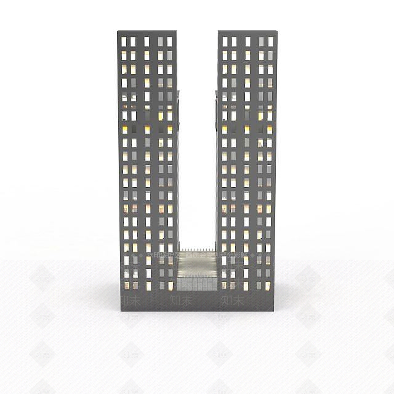 现代双子楼夜景楼3D模型下载【ID:1196508736】