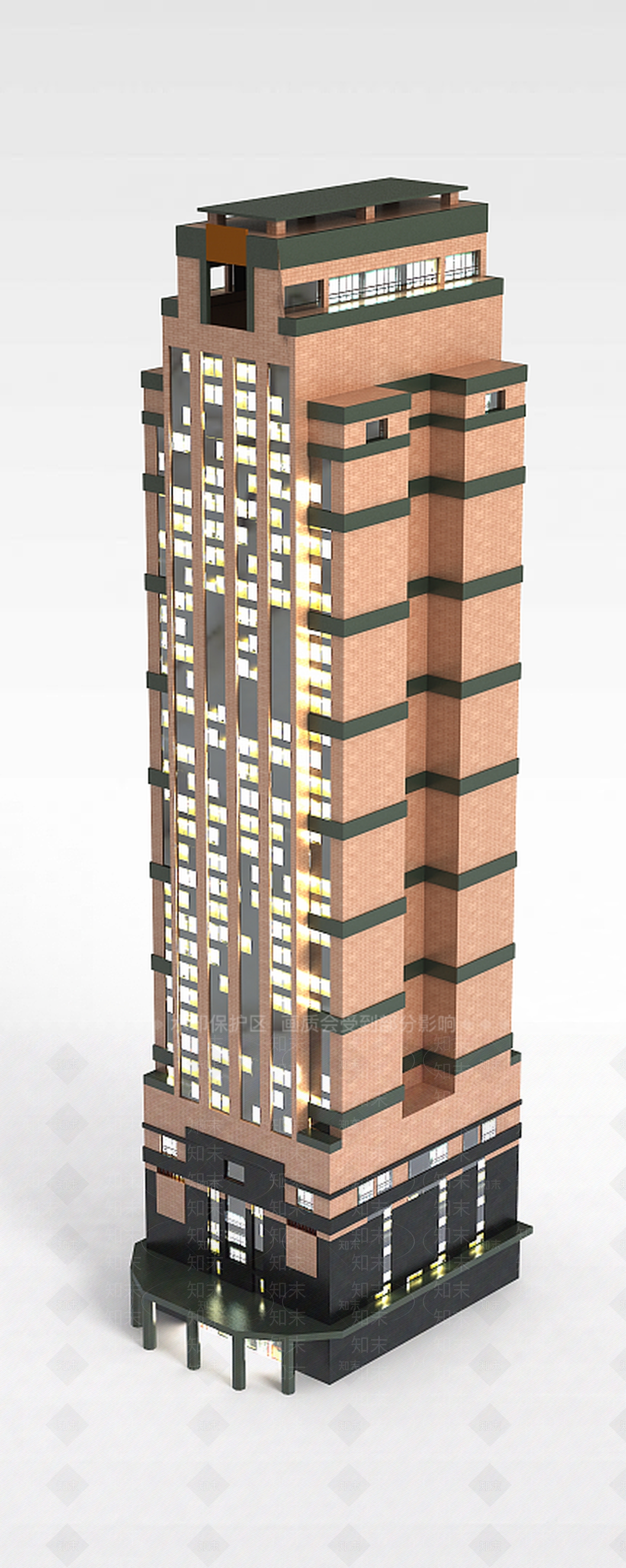 现代宾馆夜景楼3D模型下载【ID:1196508817】