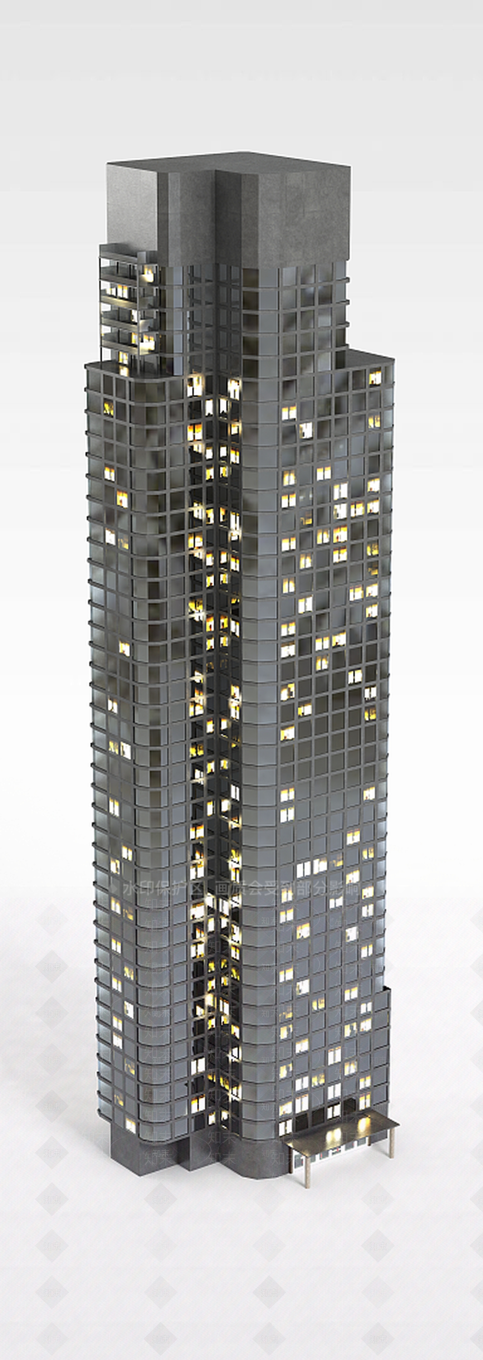 现代大厦夜景楼3D模型下载【ID:1196508981】
