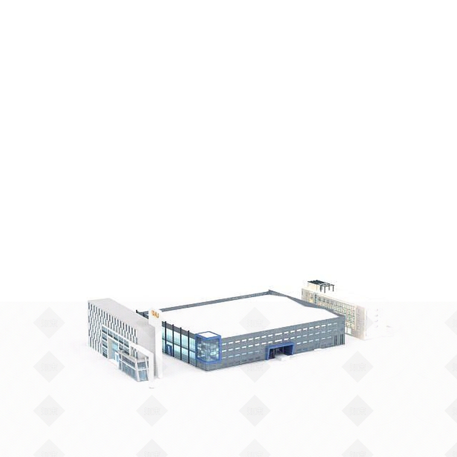 现代厂房建筑3D模型下载【ID:1196510764】