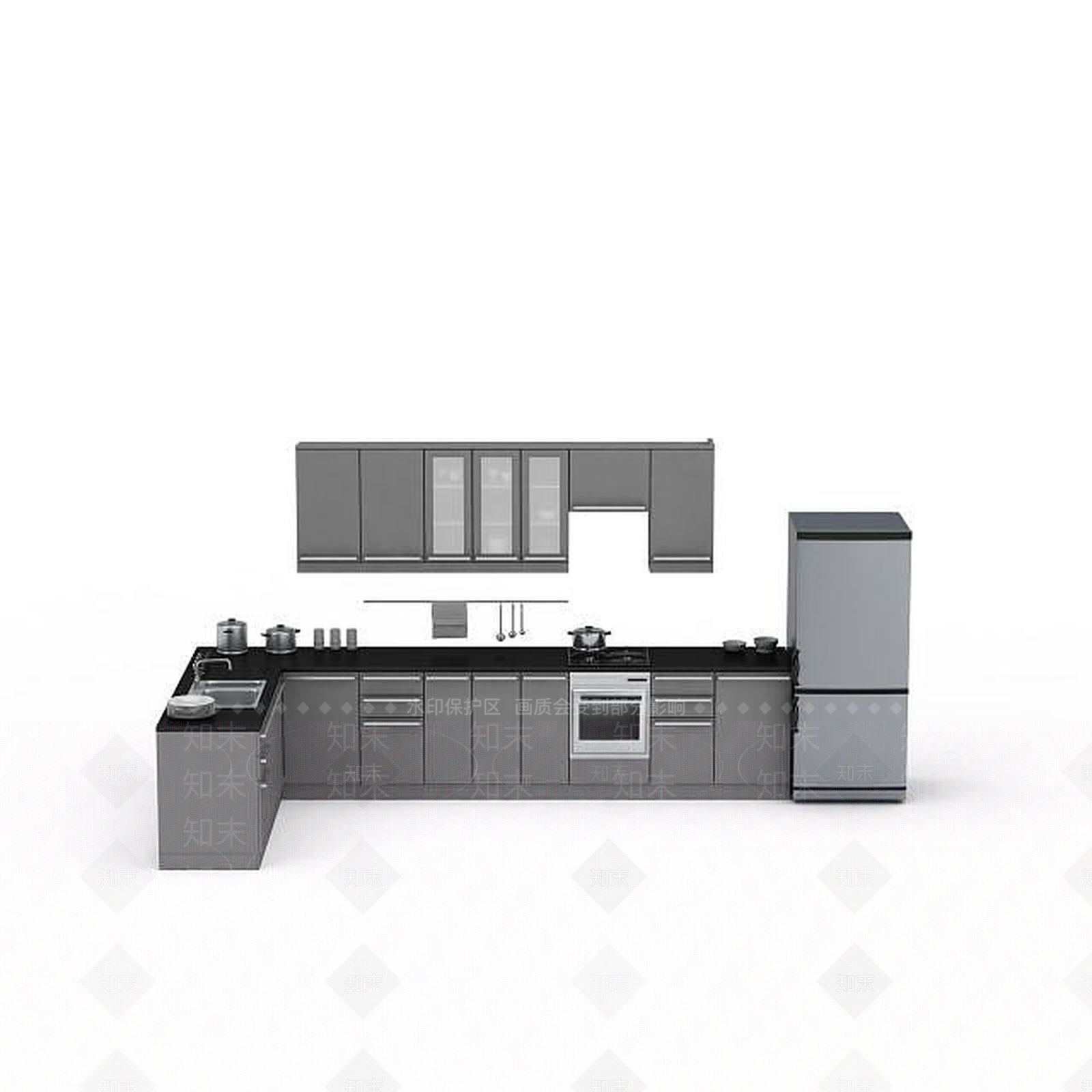 现代厨柜3D模型下载【ID:1196511095】
