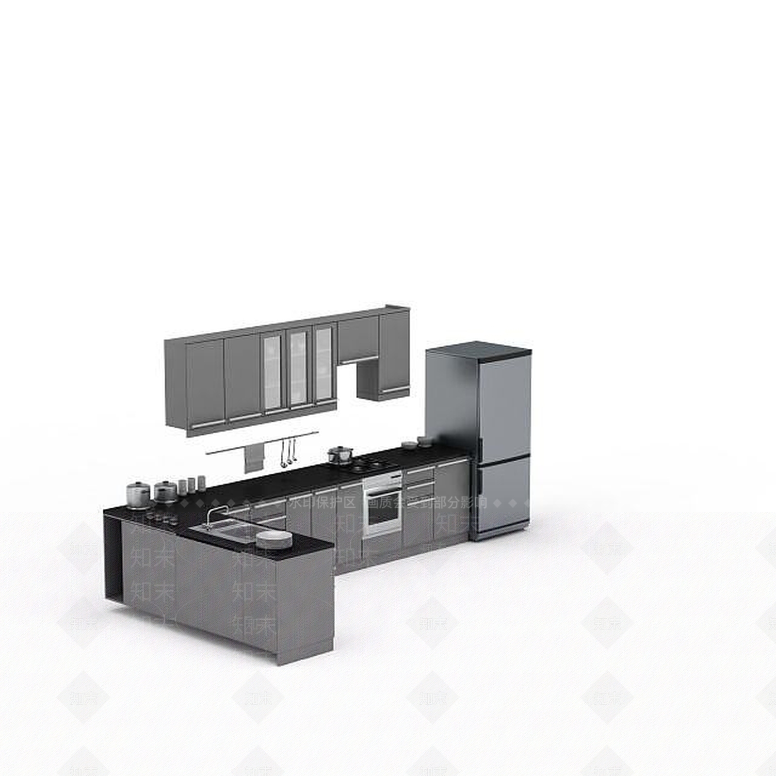 现代厨柜3D模型下载【ID:1196511095】