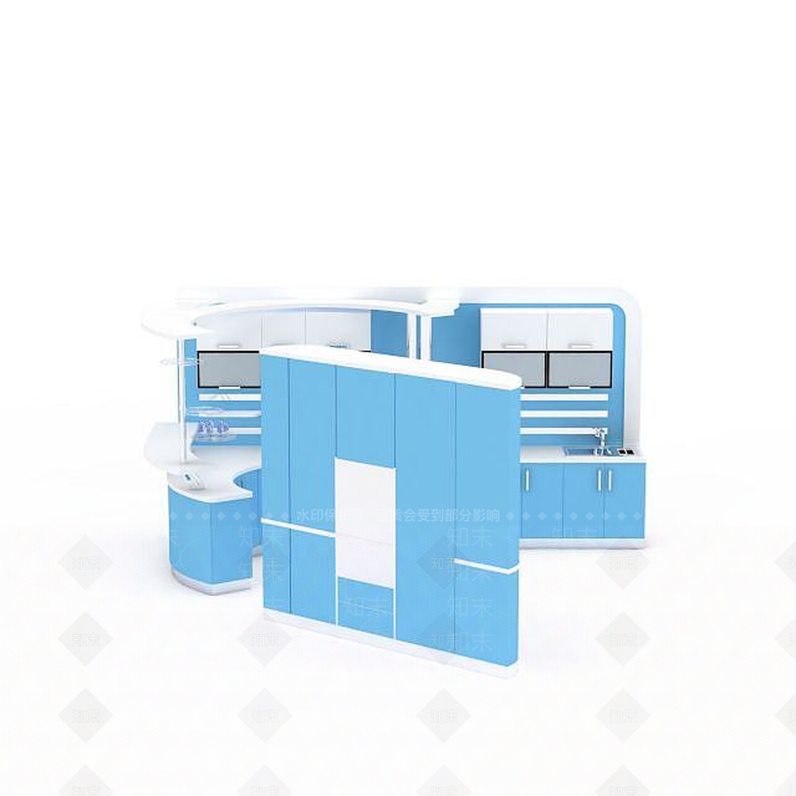 现代蓝色厨柜3D模型下载【ID:1196511028】
