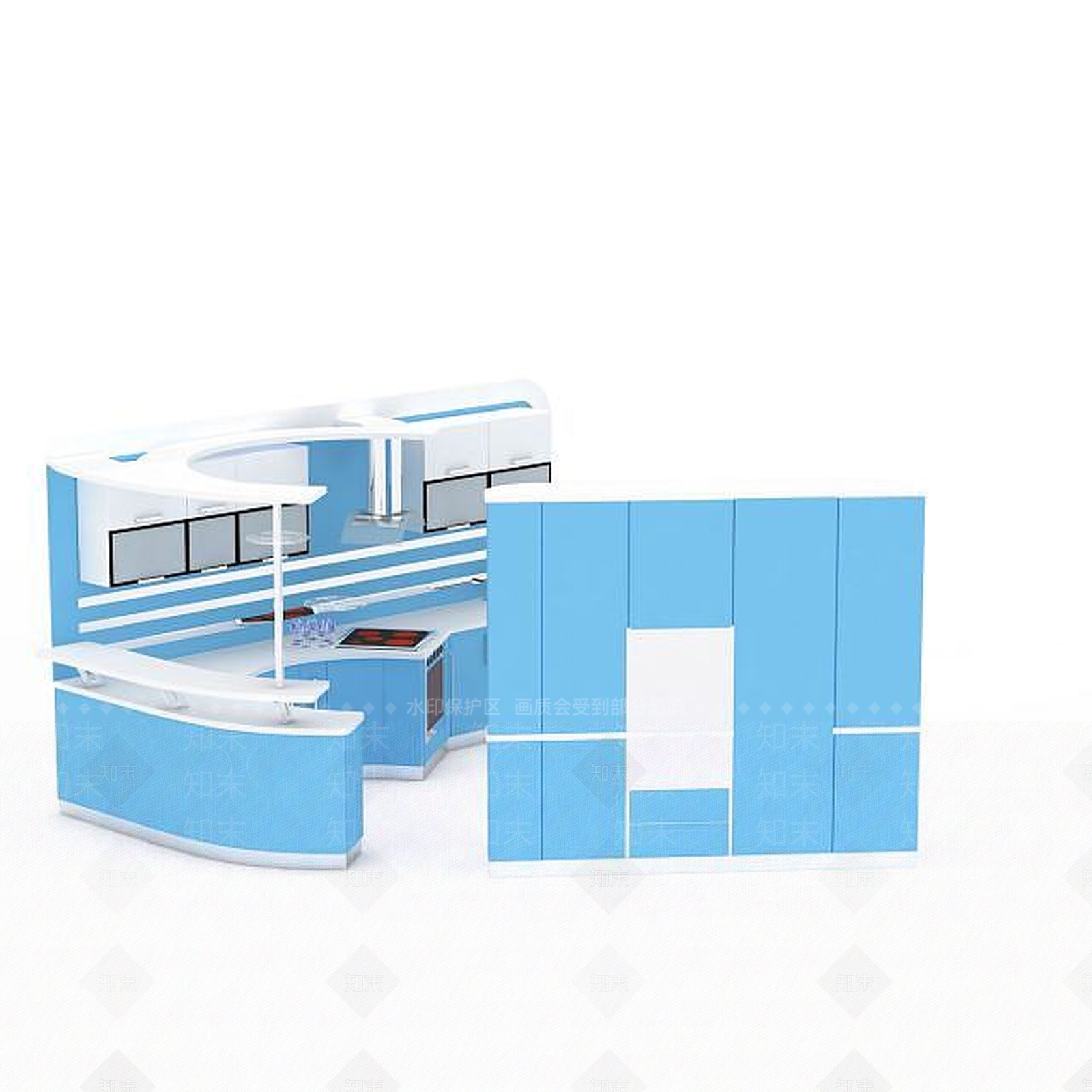 现代蓝色厨柜3D模型下载【ID:1196511028】