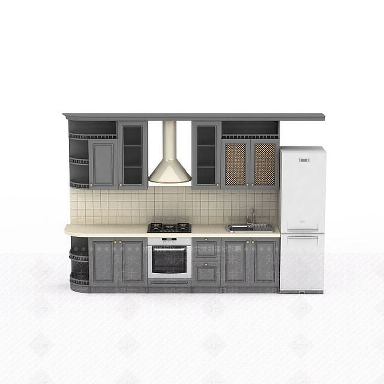 欧式古典欧式厨柜3D模型下载【ID:1196511185】