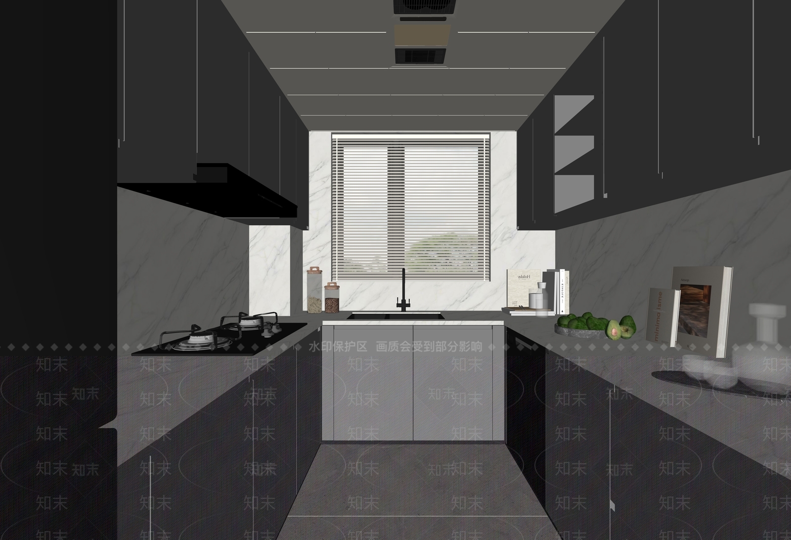 现代封闭式厨房SU模型下载【ID:1196513812】