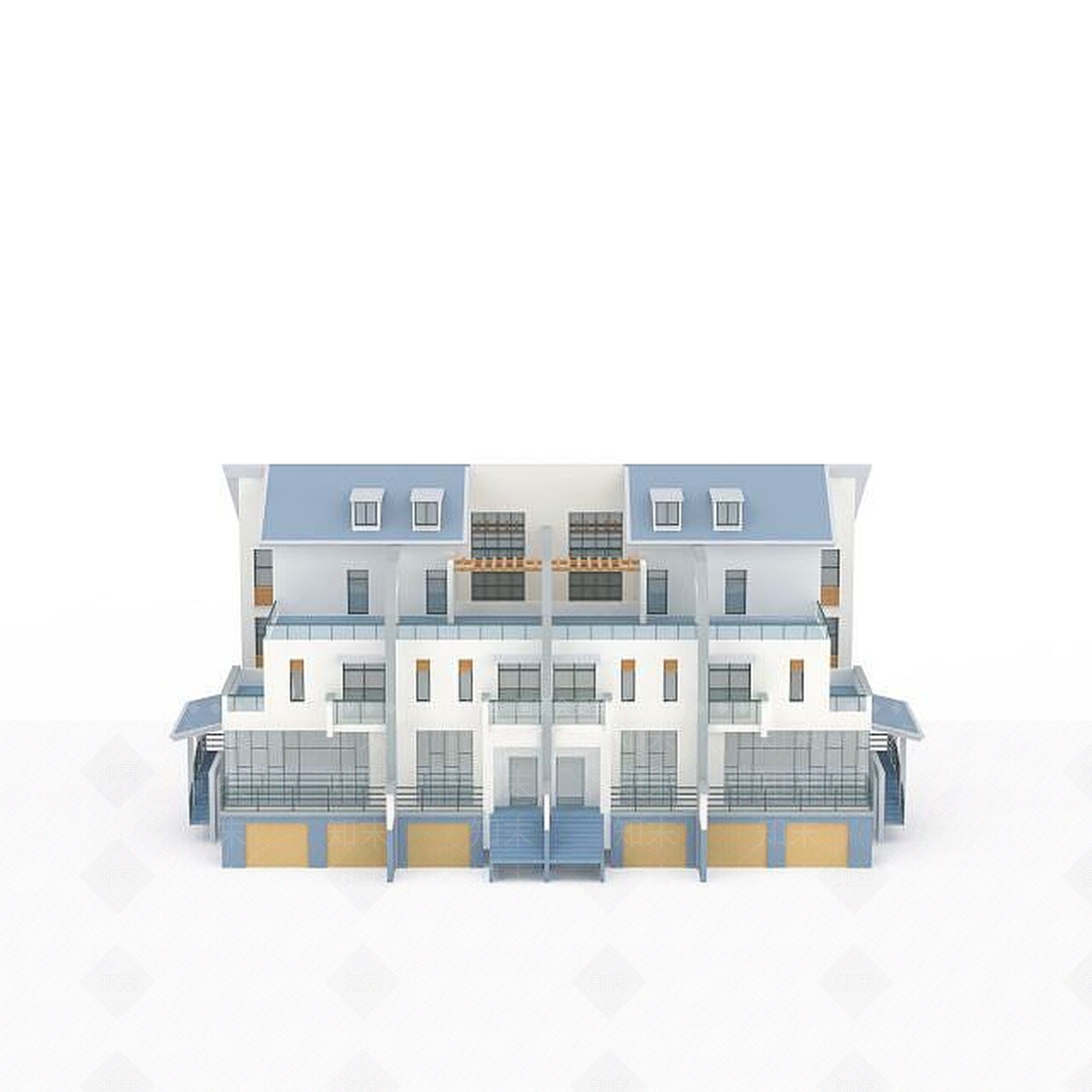 现代独栋别墅3D模型下载【ID:1196515553】