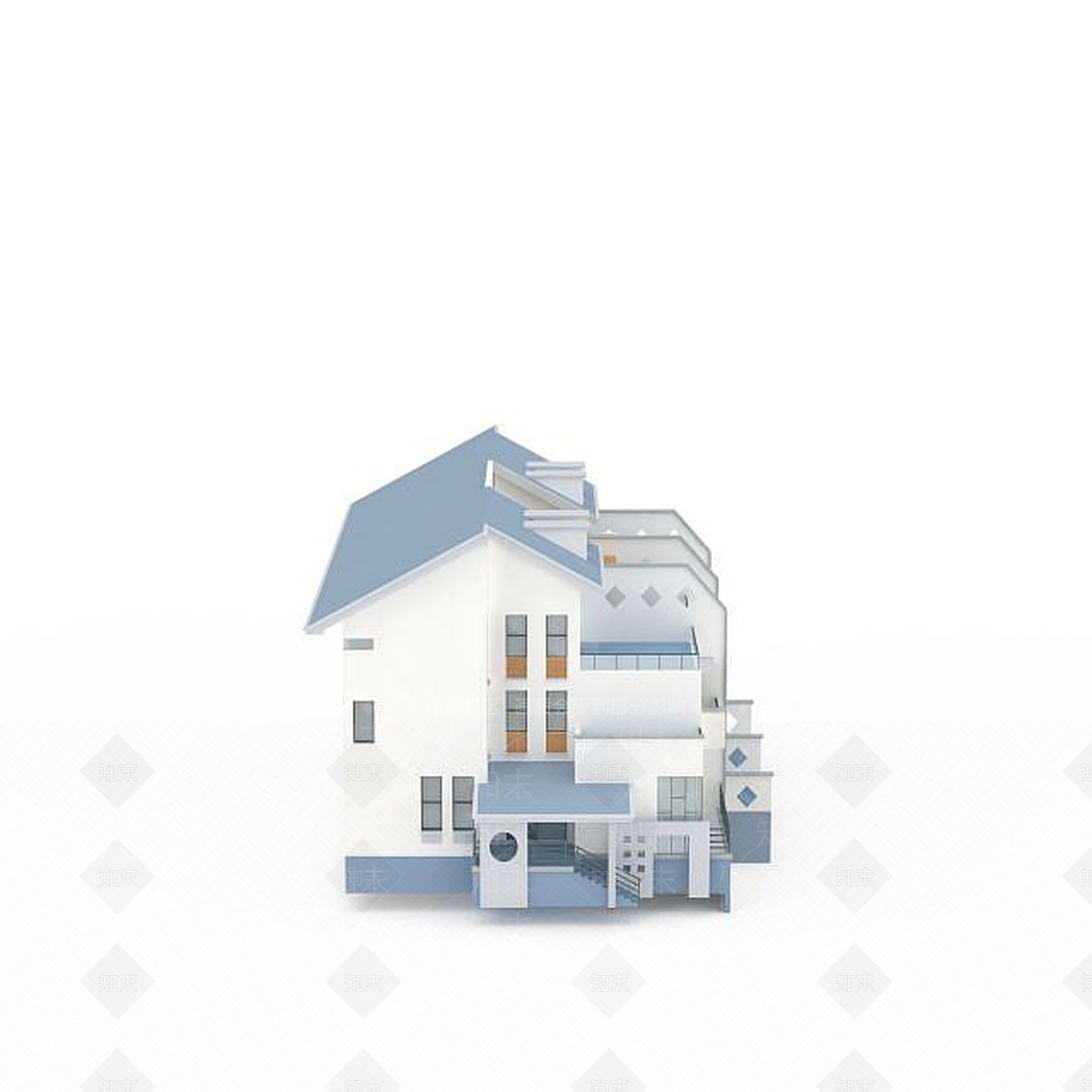 现代独栋别墅3D模型下载【ID:1196515553】