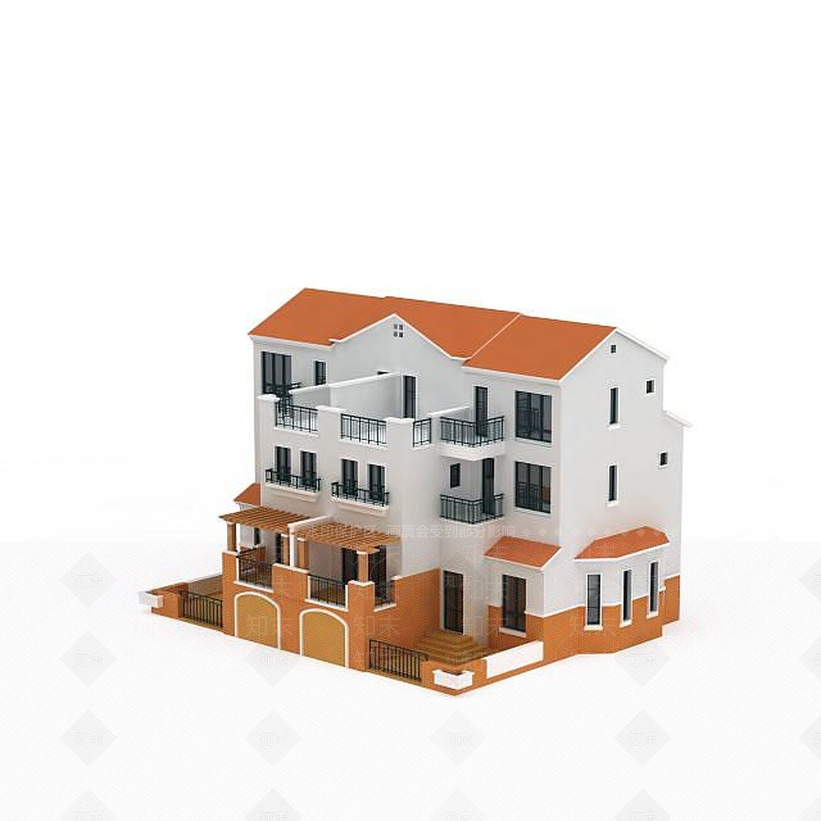 现代独栋别墅3D模型下载【ID:1196515683】