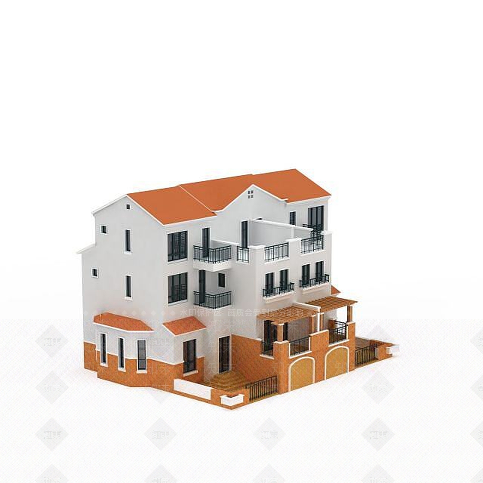 现代独栋别墅3D模型下载【ID:1196515683】
