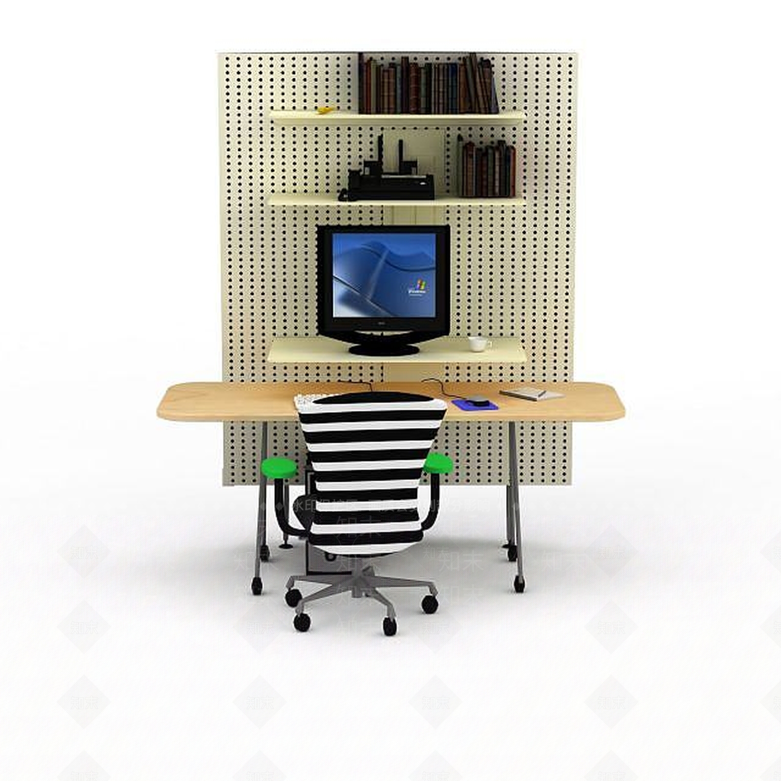 现代办公桌椅组合3D模型下载【ID:1196516273】