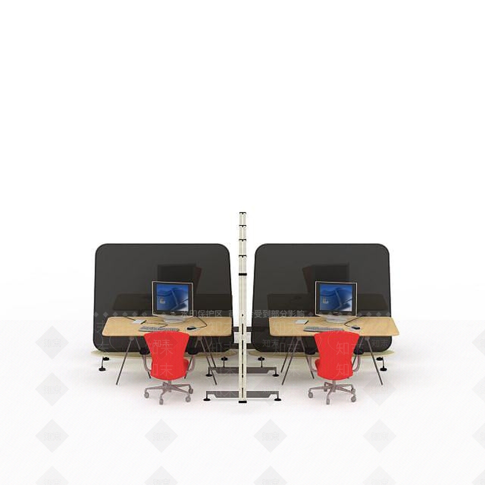 现代木制办公桌椅3D模型下载【ID:1196516340】