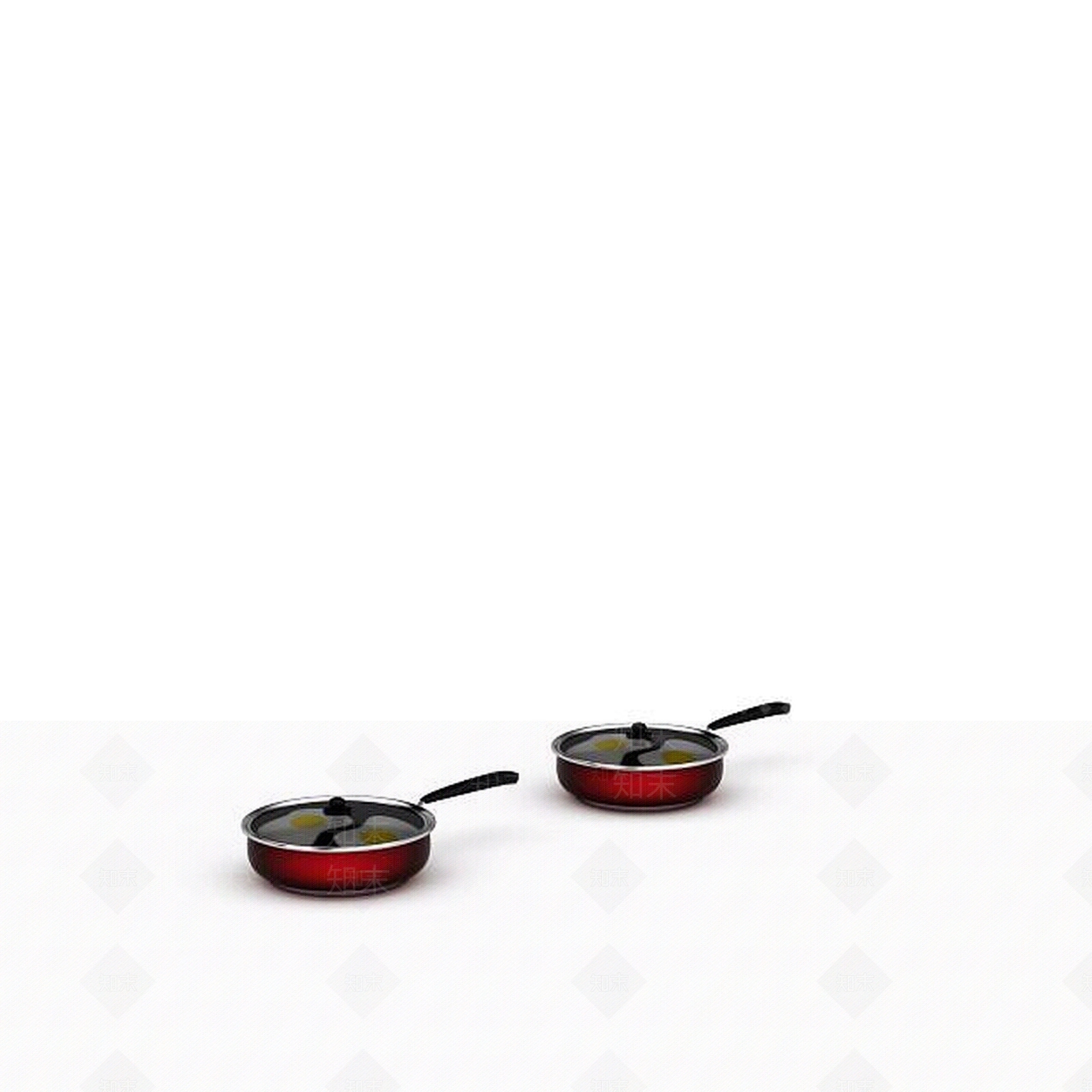 现代红色平底锅3D模型下载【ID:1196518084】