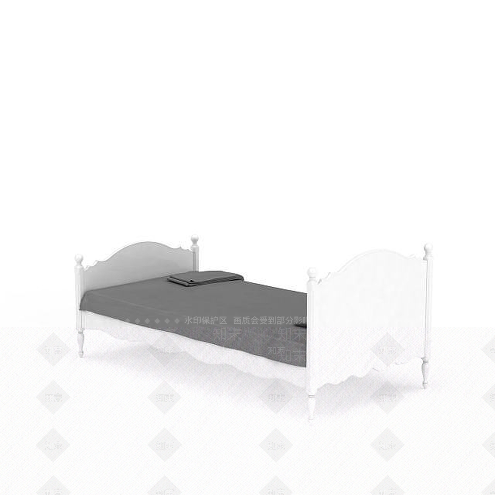 现代白色木质床3D模型下载【ID:1196520790】