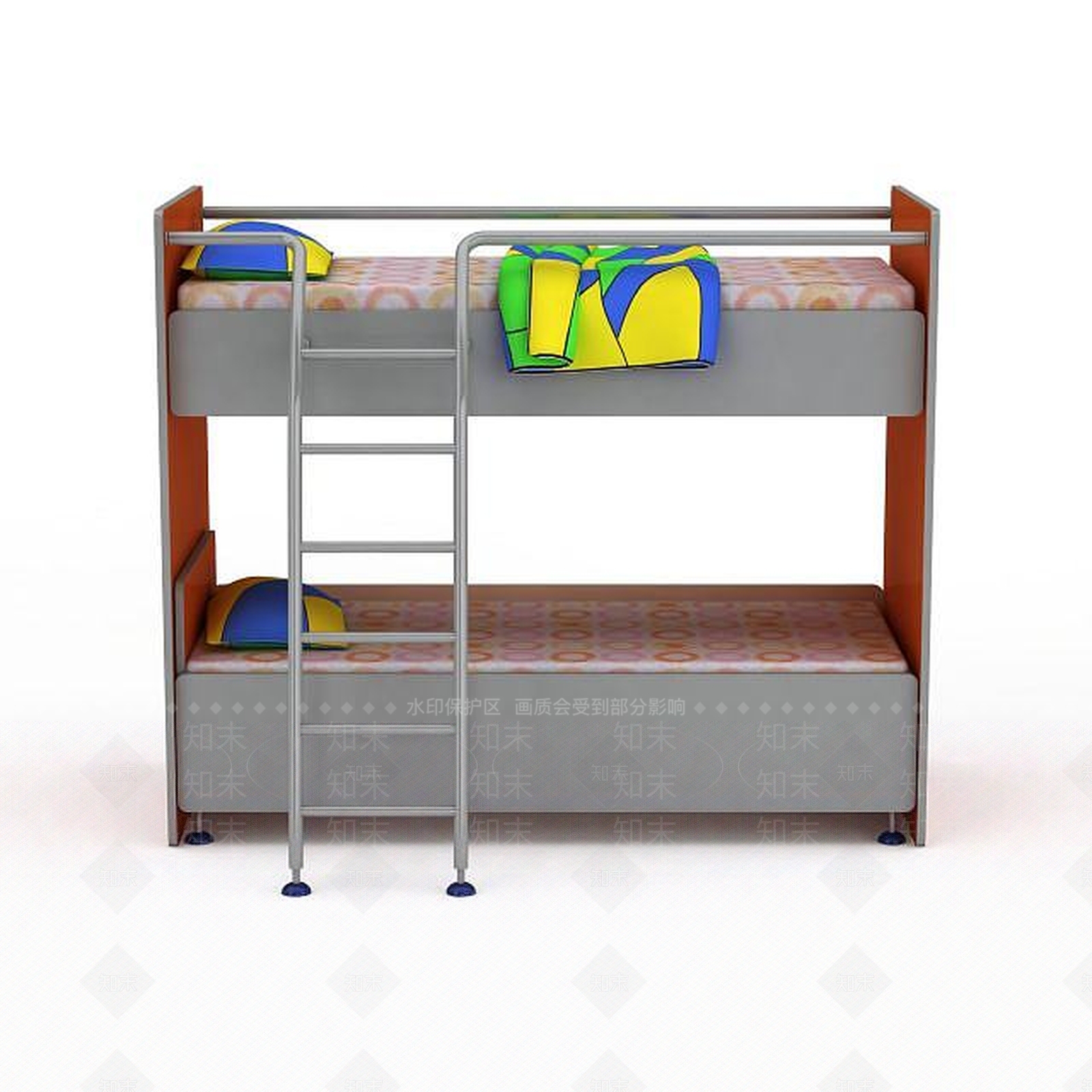 现代橘色上下床3D模型下载【ID:1196521688】
