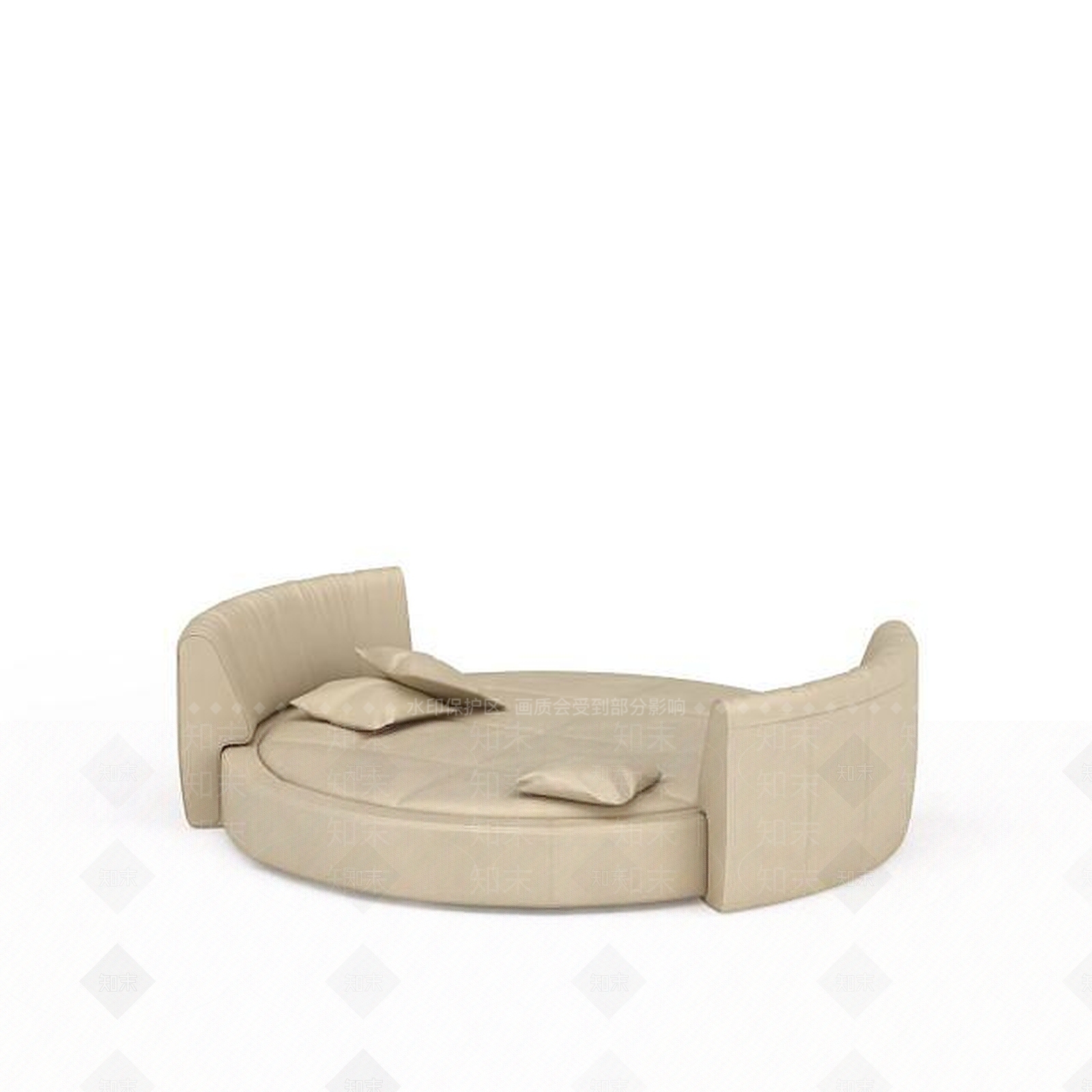 现代米色圆形床3D模型下载【ID:1196522090】