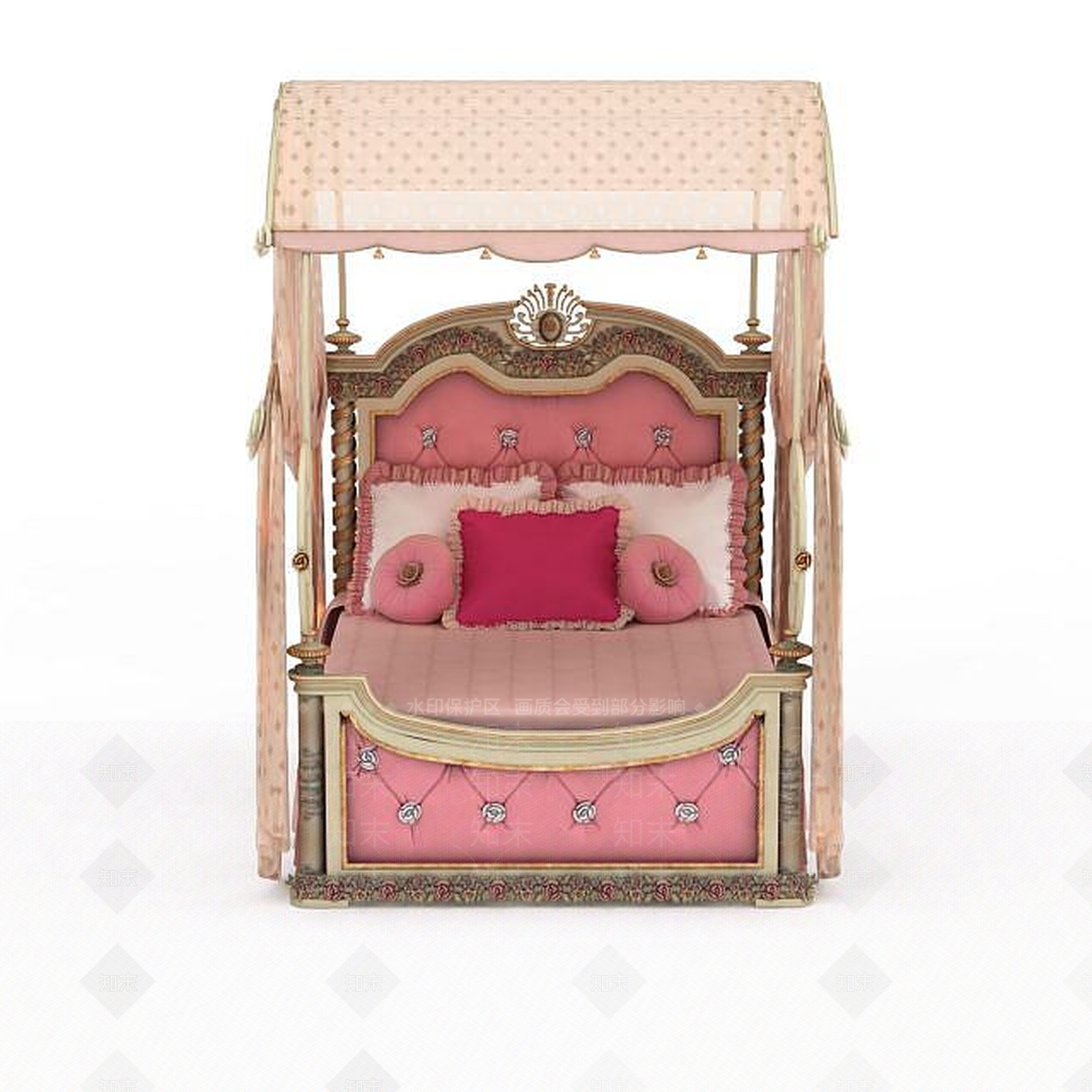 欧式古典欧式公主床3D模型下载【ID:1196522397】
