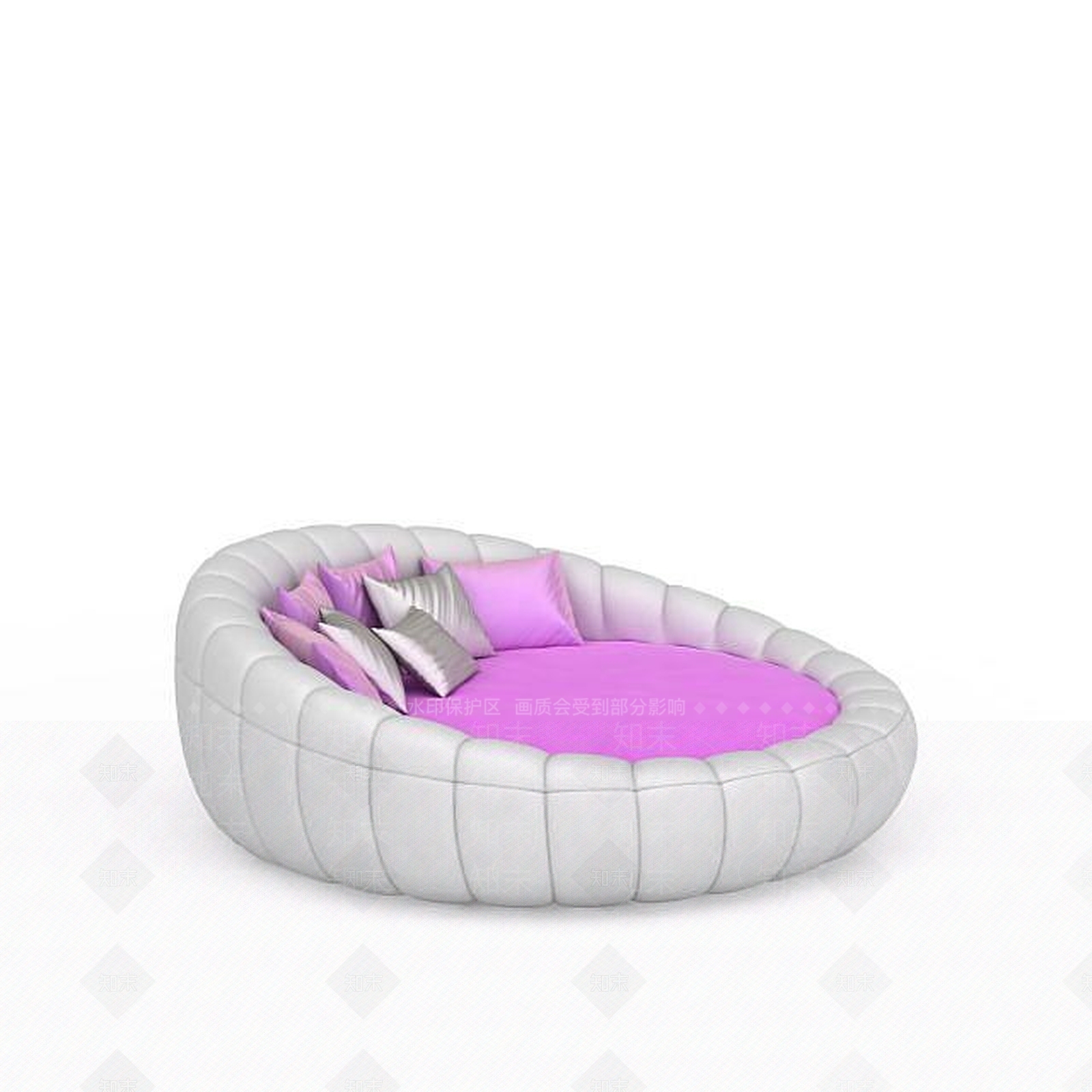 现代紫色圆形床3D模型下载【ID:1196523433】