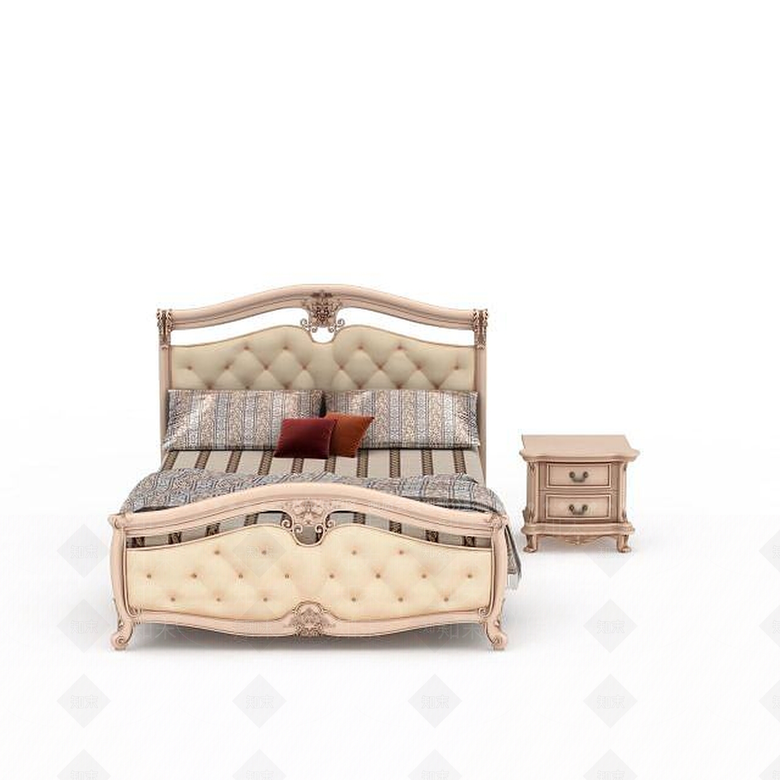 现代高档欧式床3D模型下载【ID:1196523760】