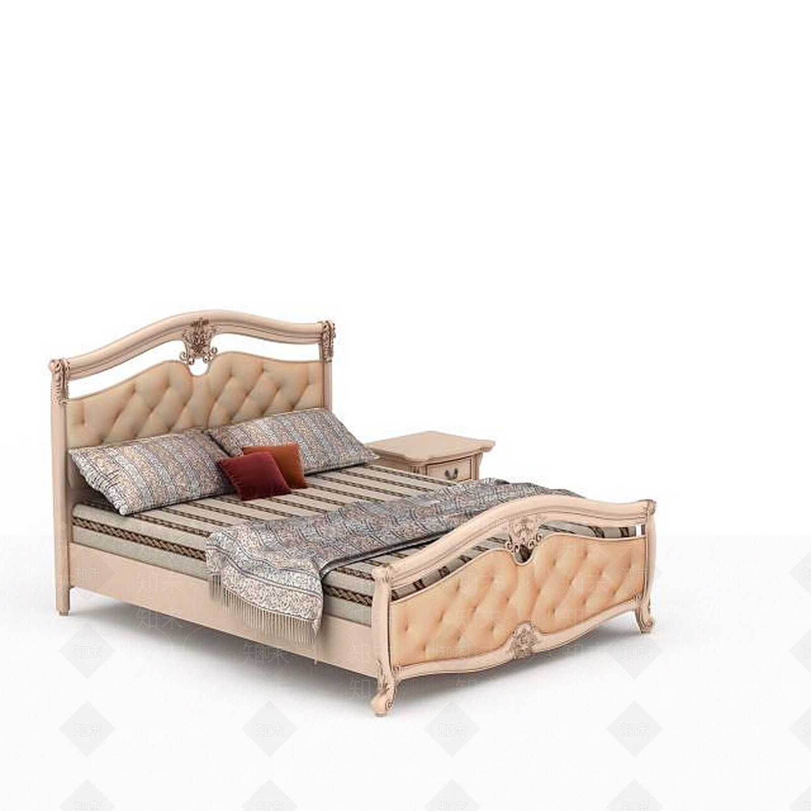 现代高档欧式床3D模型下载【ID:1196523760】