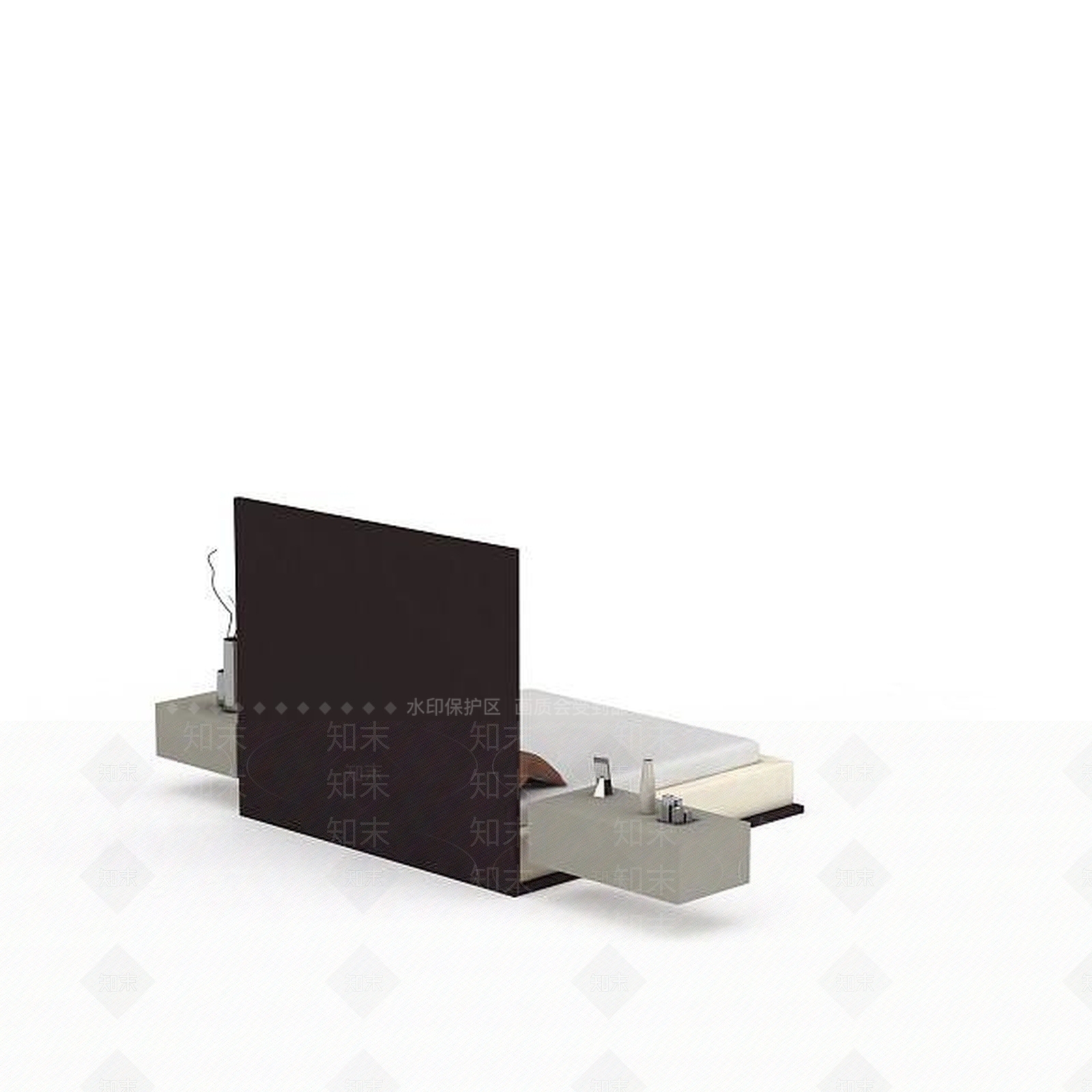 现代米色皮质床3D模型下载【ID:1196523816】