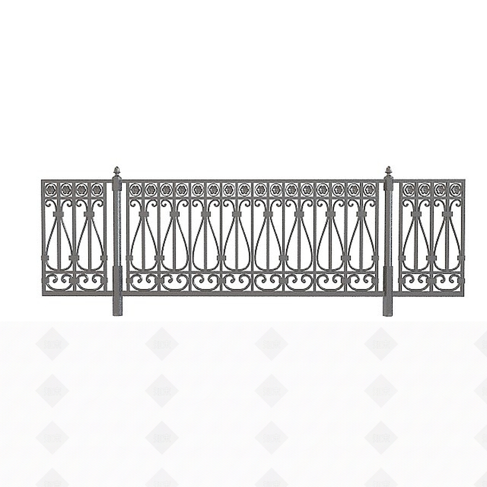 欧式古典欧式铁艺栏杆3D模型下载【ID:1196528270】