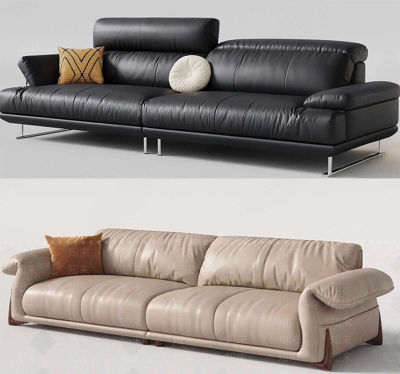 现代轻奢皮沙发SU模型下载【ID:1196530255】